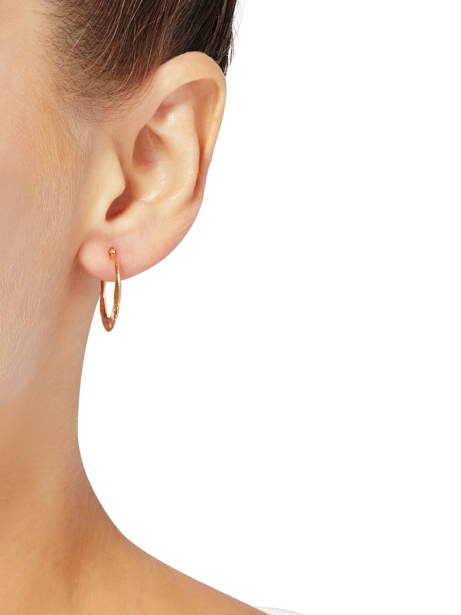 Brilliance Fine Jewelry 10K Rose Gold with Yellow and White Rhodium Plate Round Swirl Hoop Earrings - Image 2