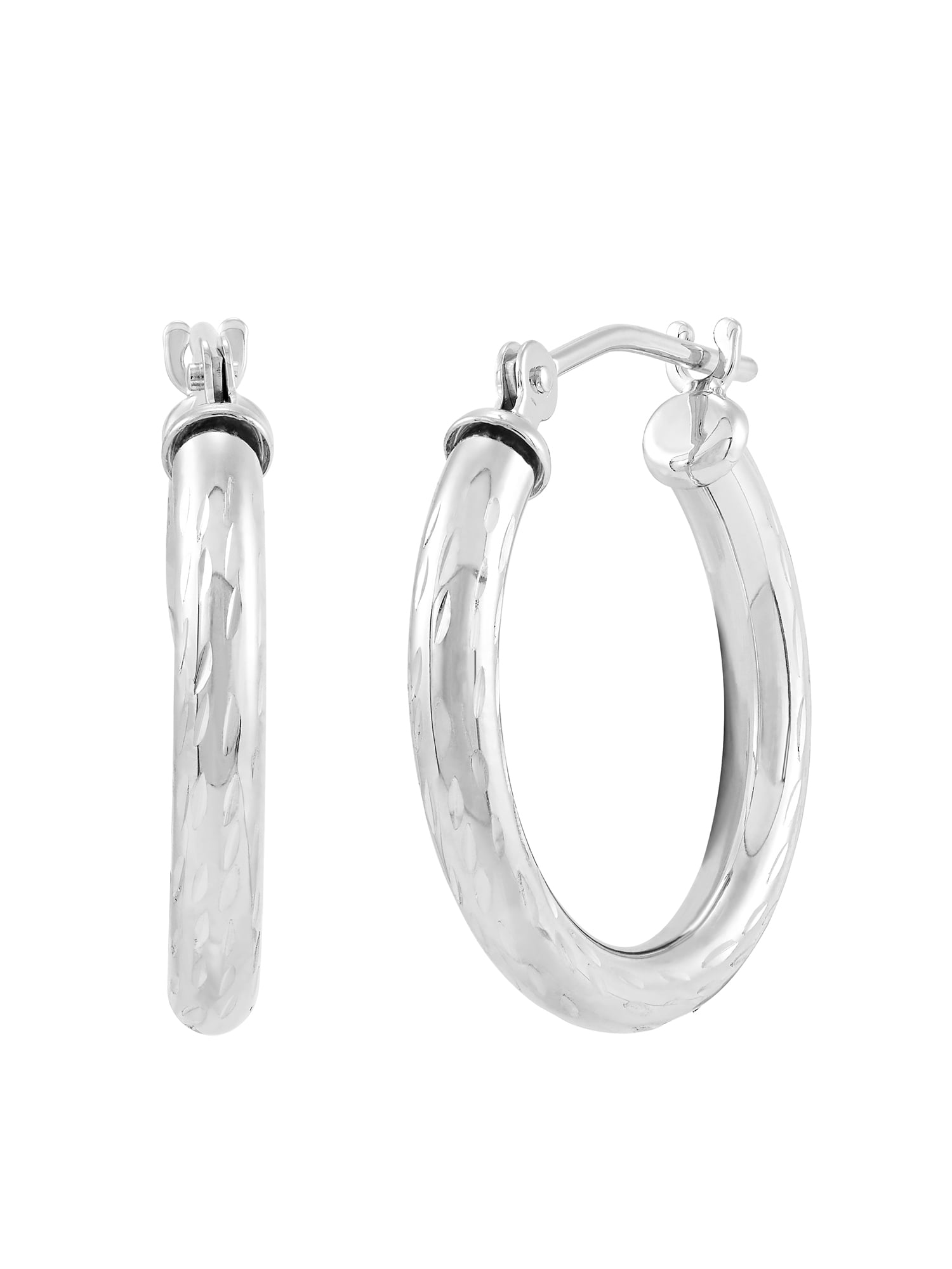 Brilliance Fine Jewelry 10K White Gold 2.3MMx18MM Hollow Round Hoop Earrings - Image 2