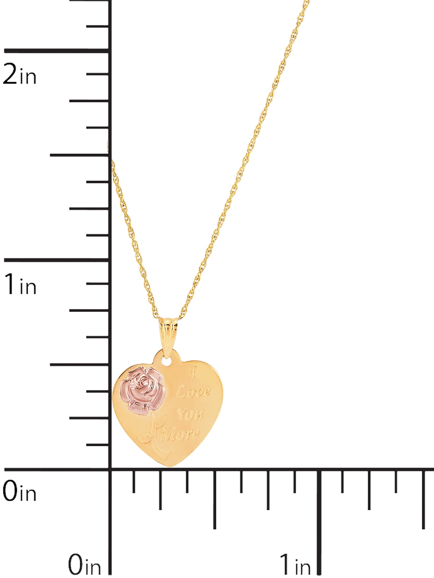 Brilliance Fine Jewelry 10K Yellow and Pink Gold Flower Heart Disk on Gold Filled Necklace,18" - Image 2