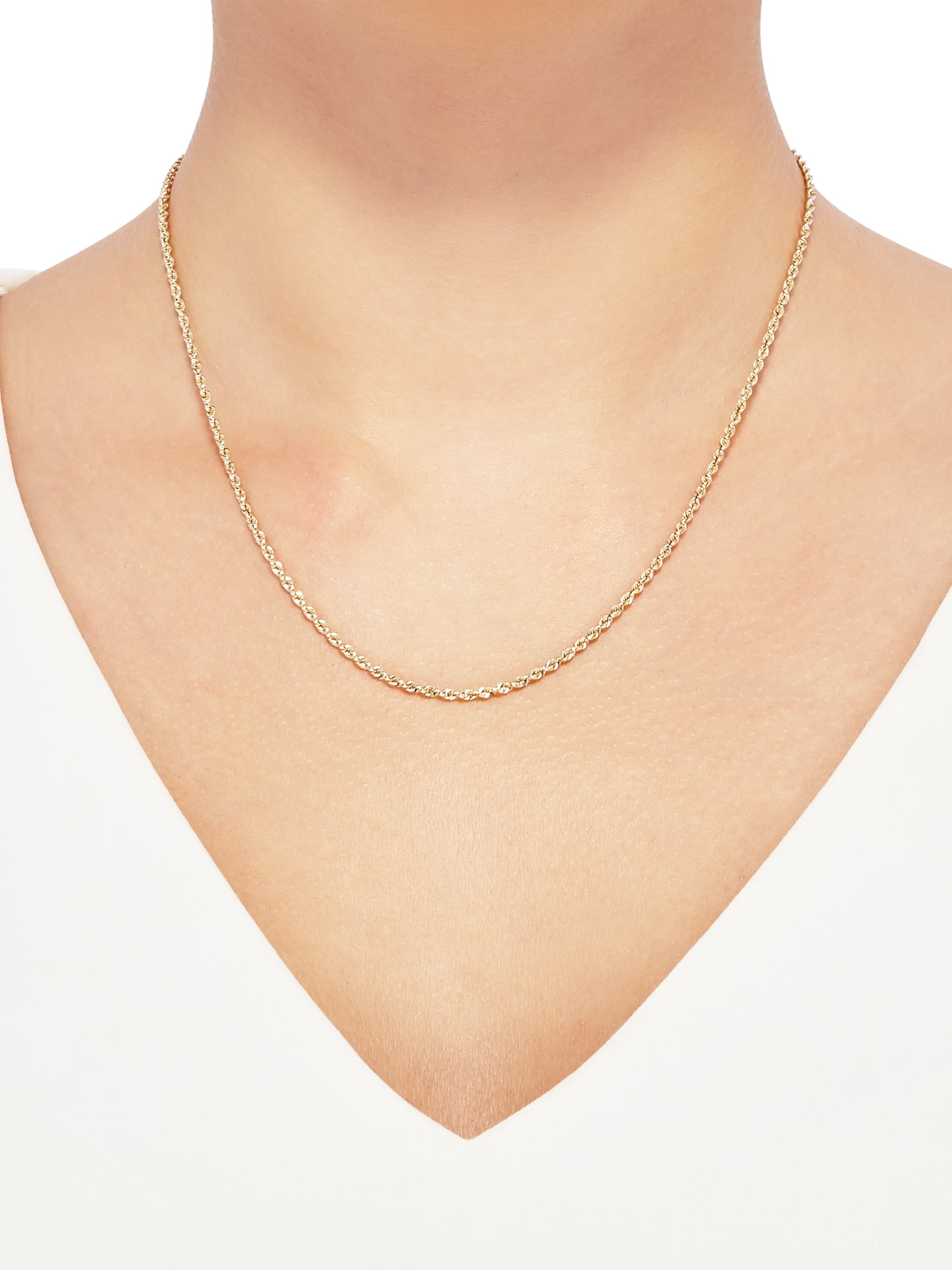 Brilliance Fine Jewelry 10K Yellow Gold 2.00MM - 2.10MM Hollow Rope Necklace, 18" - Image 4