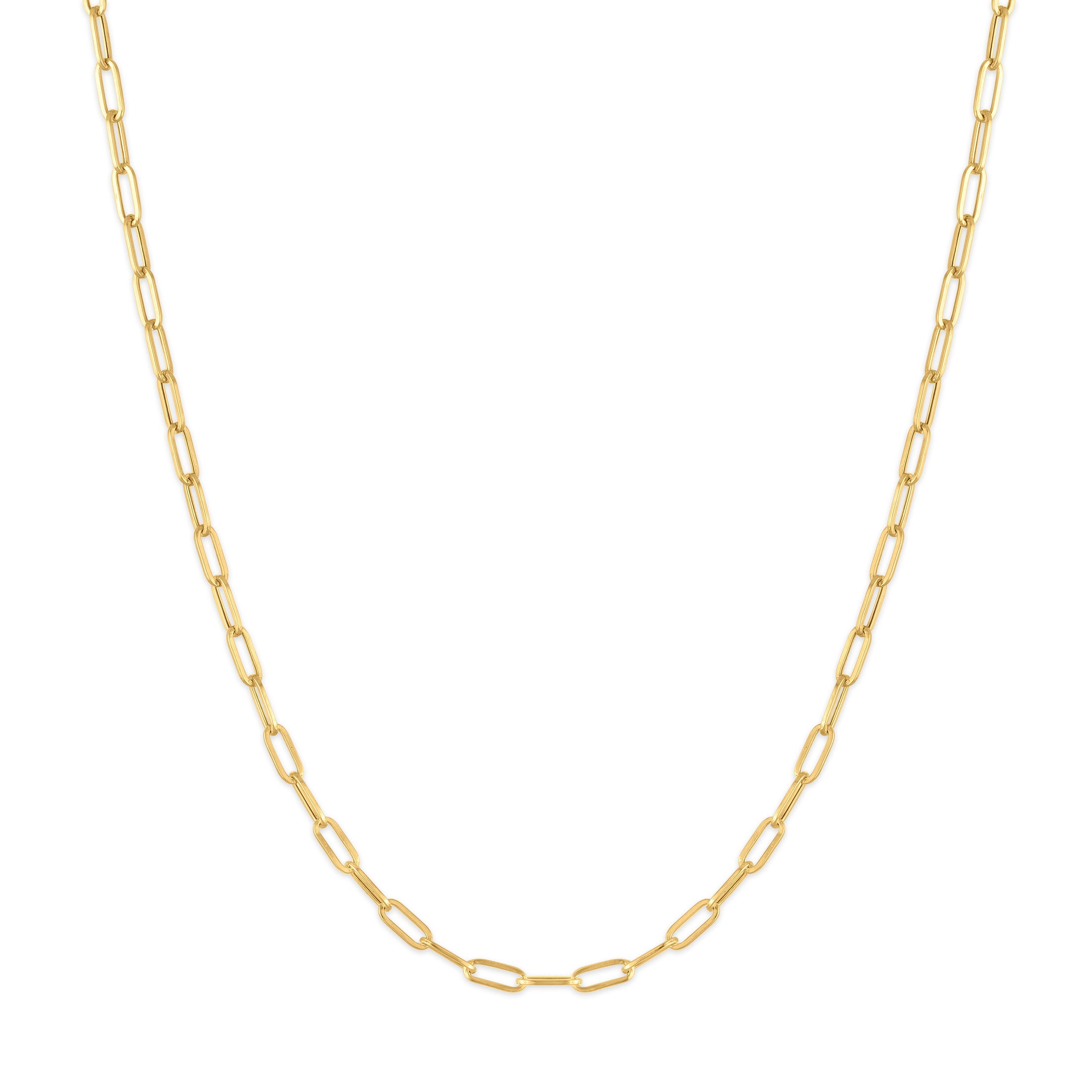 Brilliance Fine Jewelry 10K Yellow Gold 2.0MM Diamond Cut Baby Paperclip Chain 18"