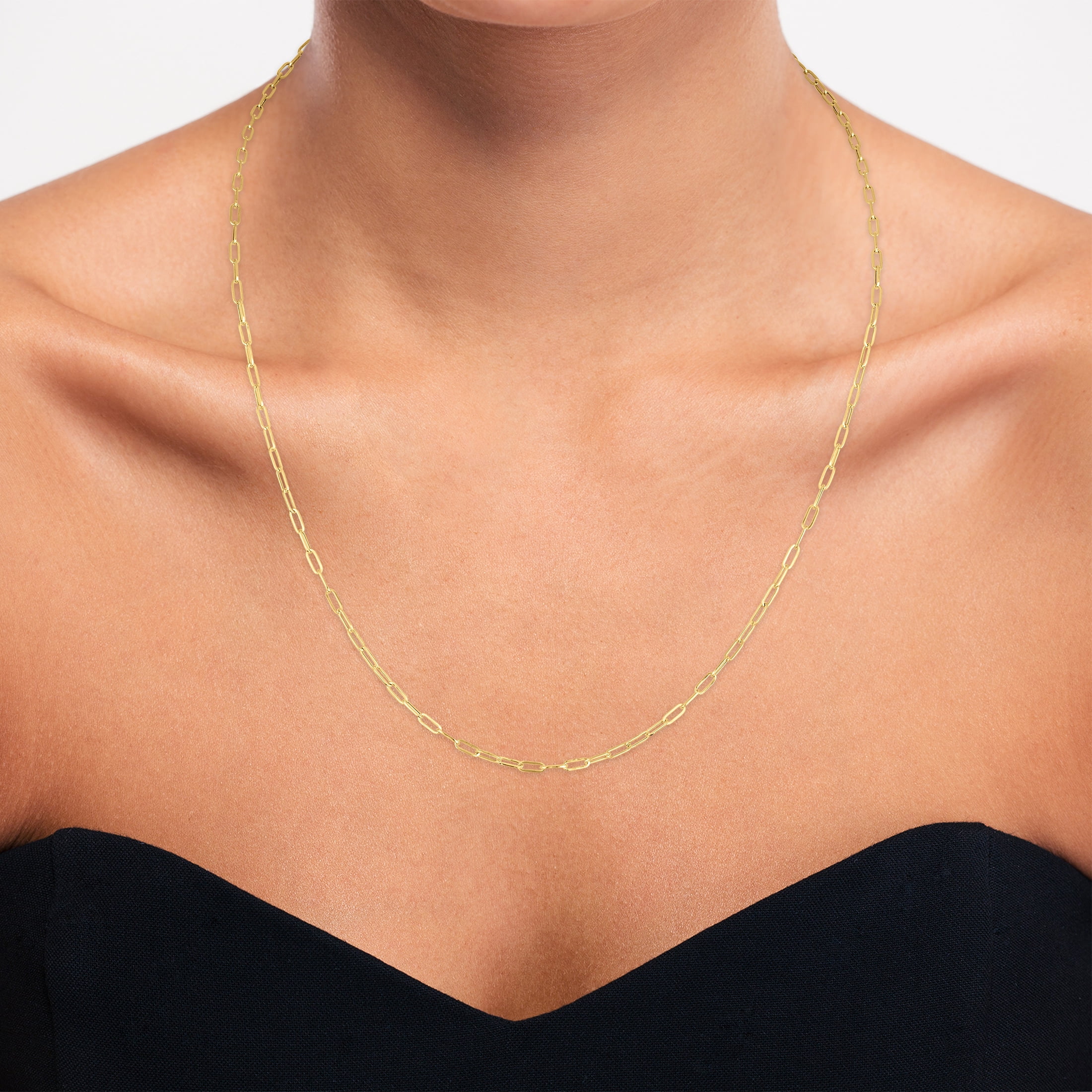 Brilliance Fine Jewelry 10K Yellow Gold 2.0MM Diamond Cut Baby Paperclip Chain 18" - Image 3