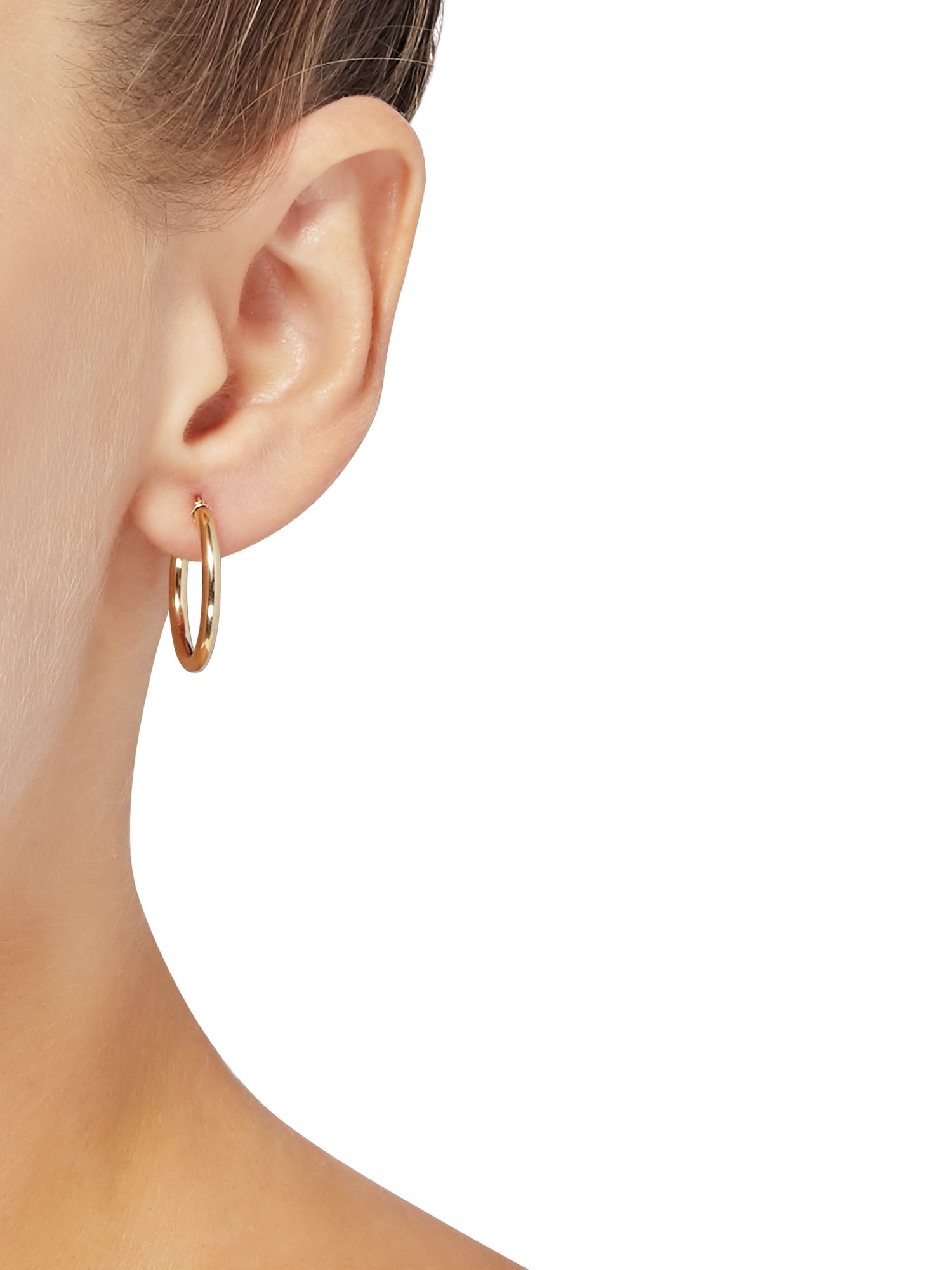 Brilliance Fine Jewelry 10K Yellow Gold 2.3MM x 23MM Round Hollow Hoop Earrings - Image 4