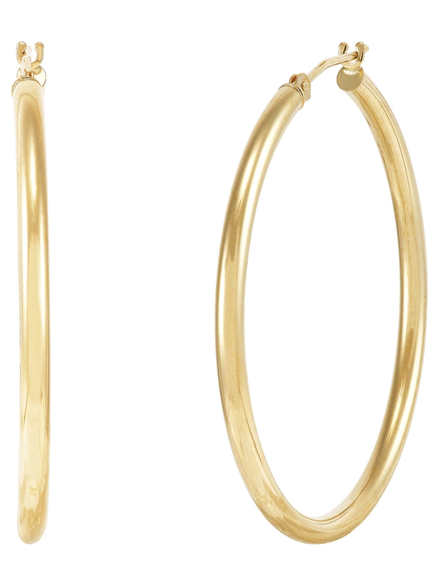 Brilliance Fine Jewelry 10K Yellow Gold 2.3MM X 37MM Hollow Round Hoop Earrings - Image 2