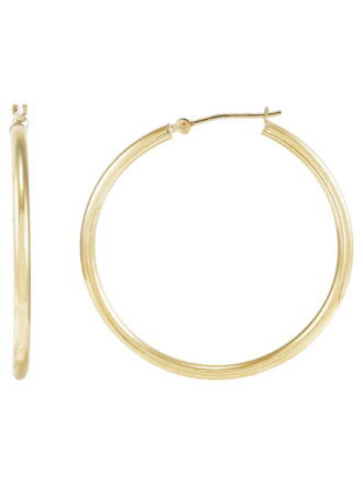 Brilliance Fine Jewelry 10K Yellow Gold 2.3MM X 37MM Hollow Round Hoop Earrings