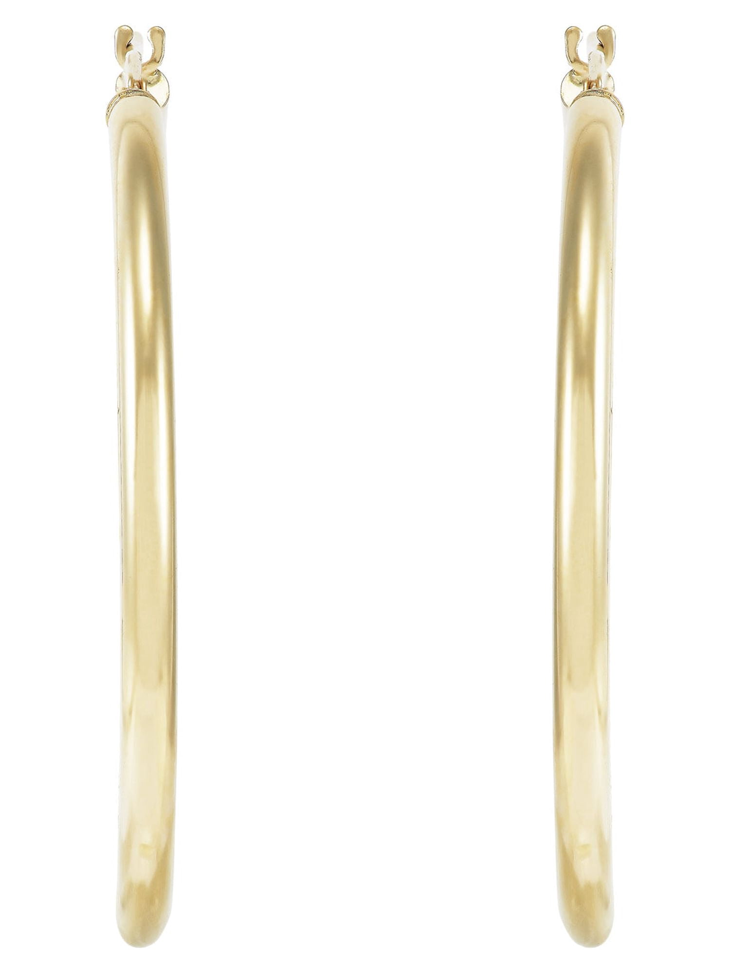 Brilliance Fine Jewelry 10K Yellow Gold 2.3MM X 37MM Hollow Round Hoop Earrings - Image 4