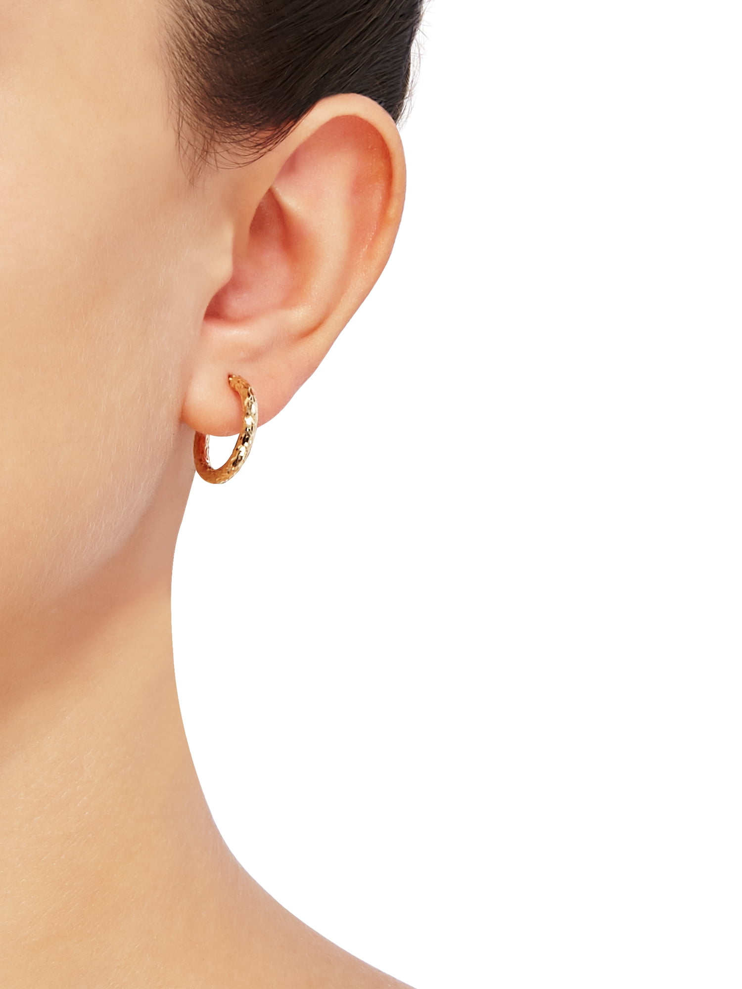 Brilliance Fine Jewelry 10K Yellow Gold 2.5MMx18MM Hollow Round Hoops Earrings - Image 2