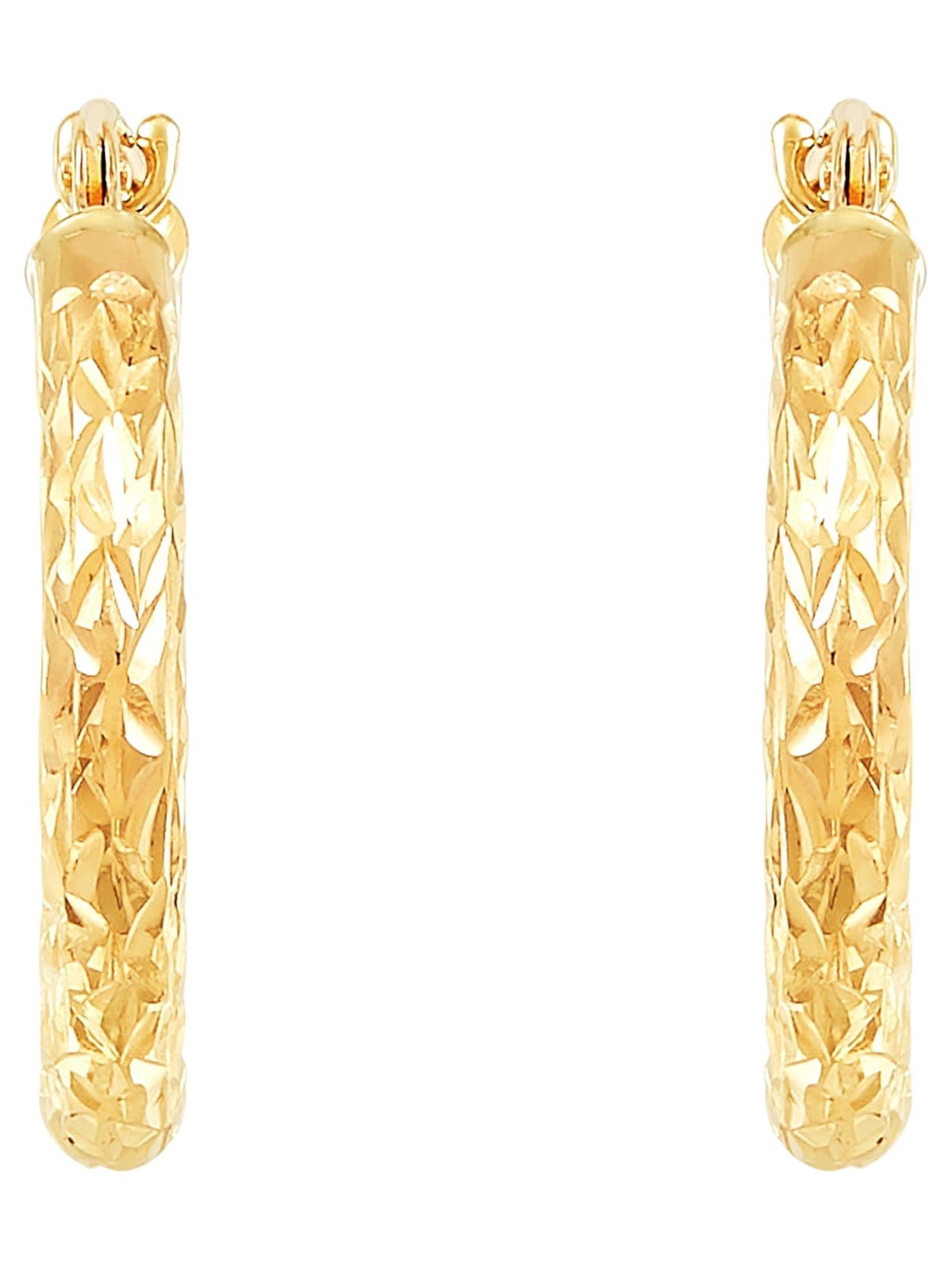 Brilliance Fine Jewelry 10K Yellow Gold 2.5MMx18MM Hollow Round Hoops Earrings - Image 3