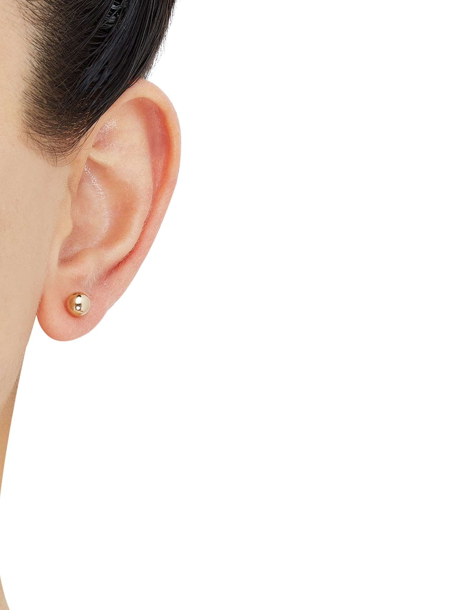 Brilliance Fine Jewelry 10K Yellow Gold 6MM Ball Studs and Heart Hoops Set - Image 3