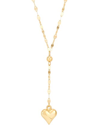 Brilliance Fine Jewelry 10K Yellow Gold Adjustable Lariat with Heart Necklace
