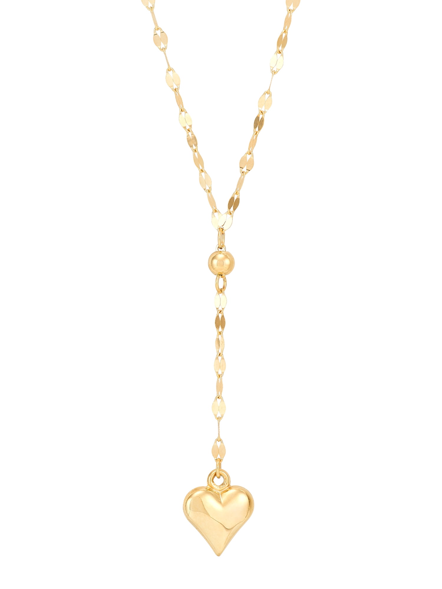 Brilliance Fine Jewelry 10K Yellow Gold Adjustable Lariat with Heart Necklace