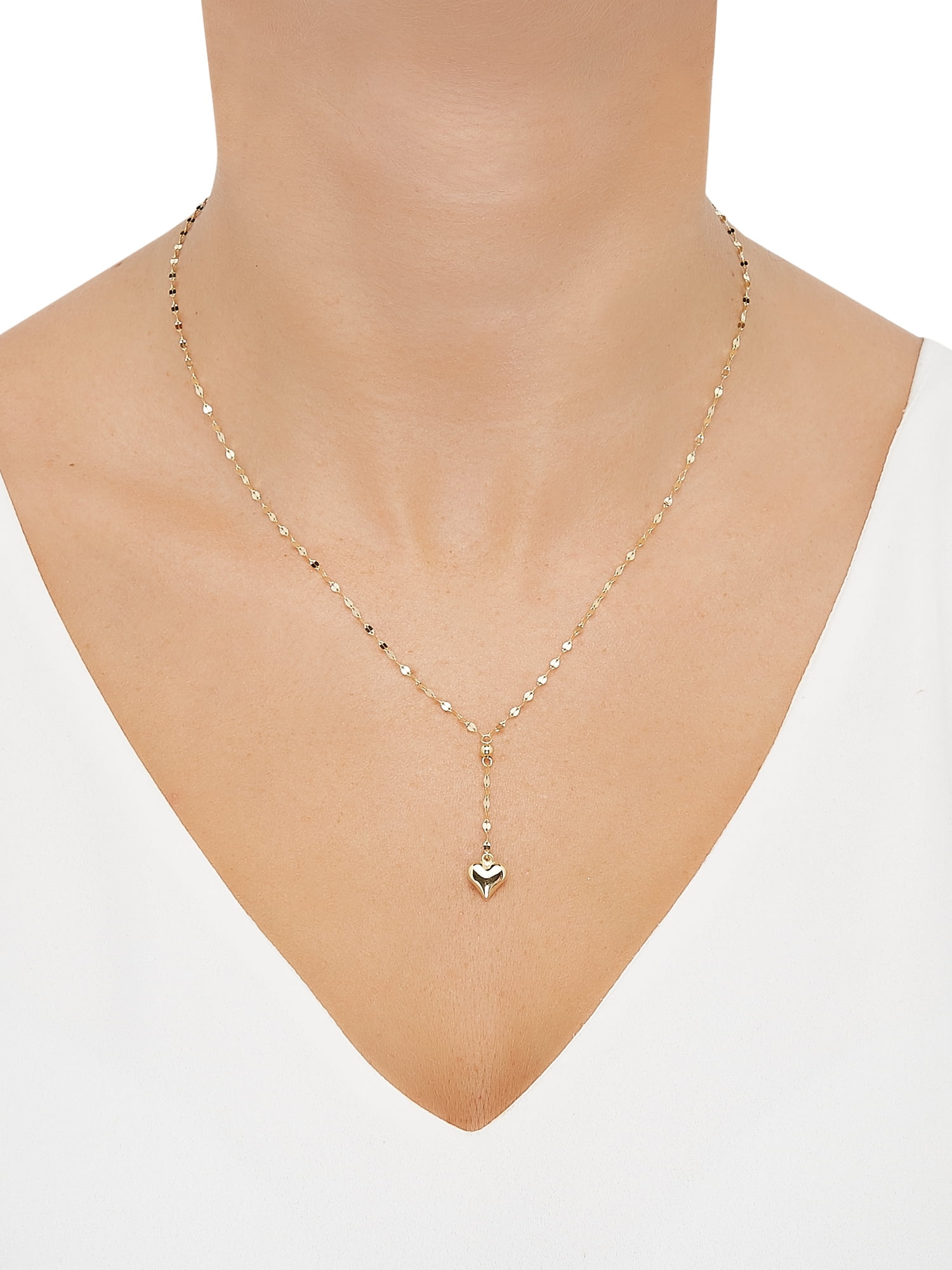 Brilliance Fine Jewelry 10K Yellow Gold Adjustable Lariat with Heart Necklace - Image 2