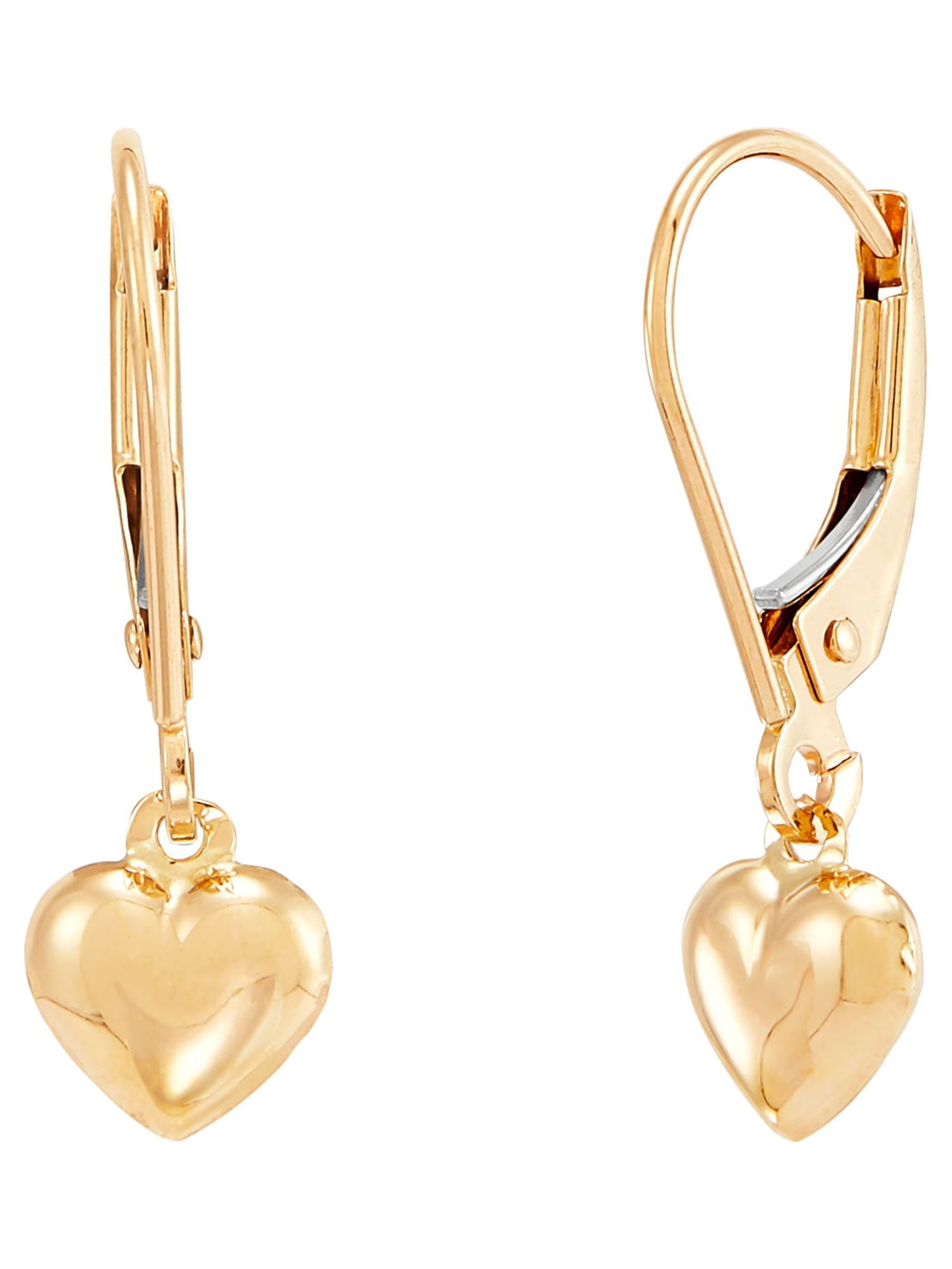 Brilliance Fine Jewelry 10K Yellow Gold Hollow Heart Leverback Earrings - Image 2