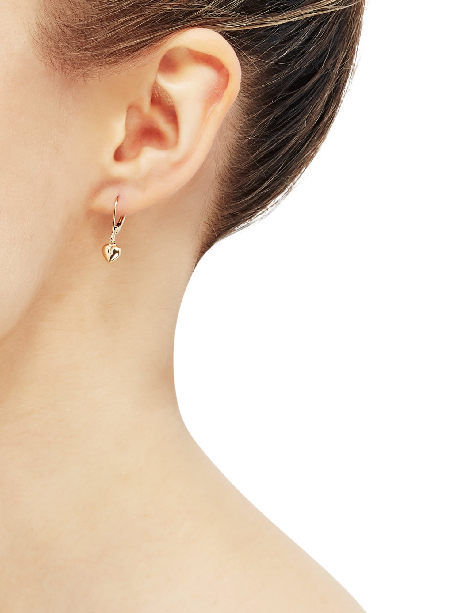 Brilliance Fine Jewelry 10K Yellow Gold Hollow Heart Leverback Earrings - Image 3