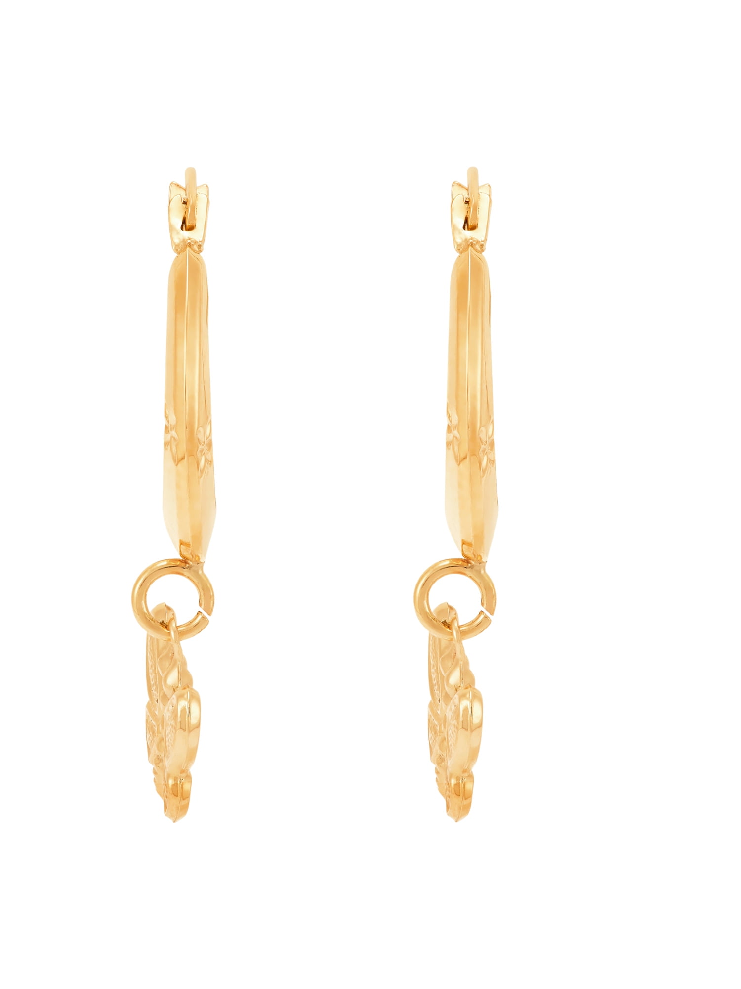 Brilliance Fine Jewelry 10K Yellow Gold Hollow Round Hoop Dangle Butterfly Earrings - Image 4