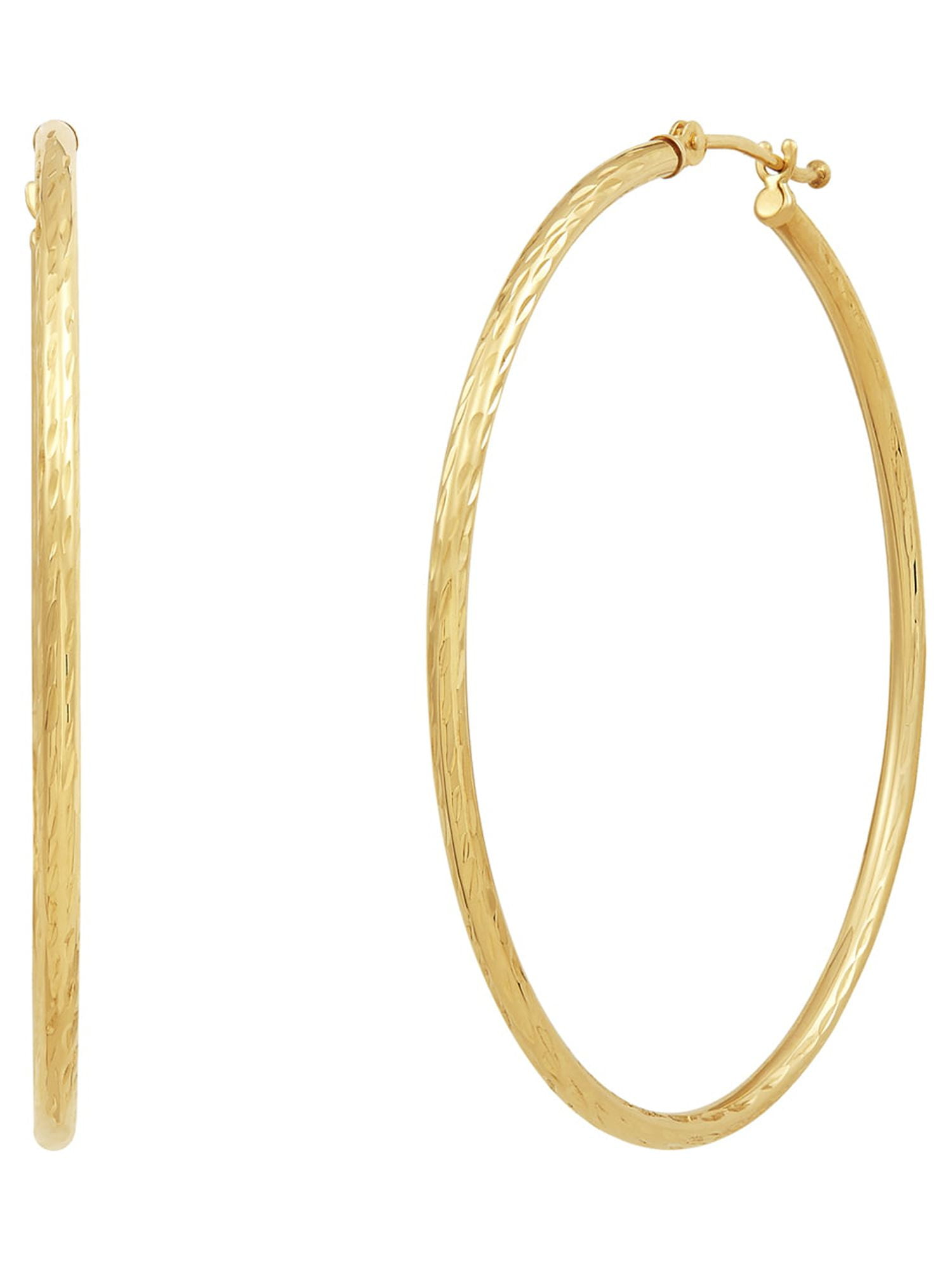Brilliance Fine Jewelry 10K Yellow Gold Hollow Round Tube Hoop Earrings - Image 2