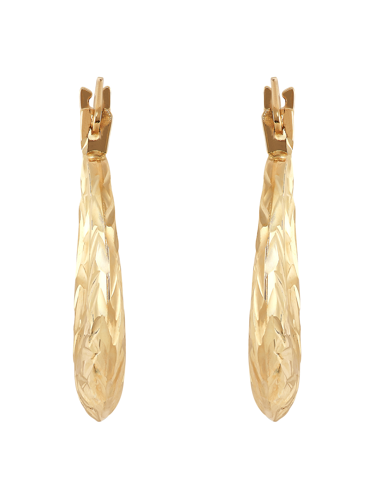 Brilliance Fine Jewelry 10K Yellow Gold Hollow Textured Graduated Center Hoop Earrings - Image 4