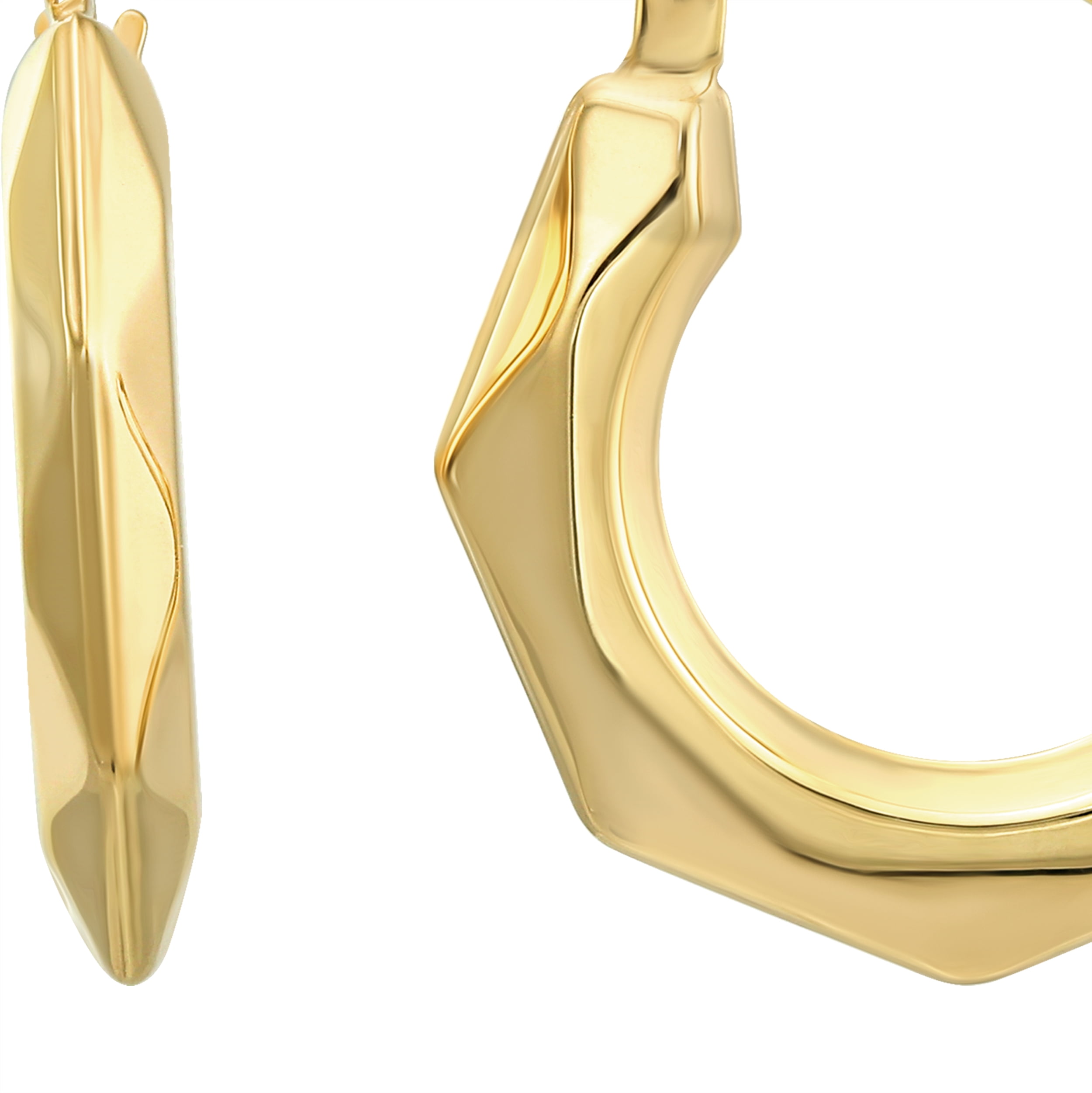 Brilliance Fine Jewelry 10KT Yellow Gold Adult Geometric Hoop Earrings - Image 4