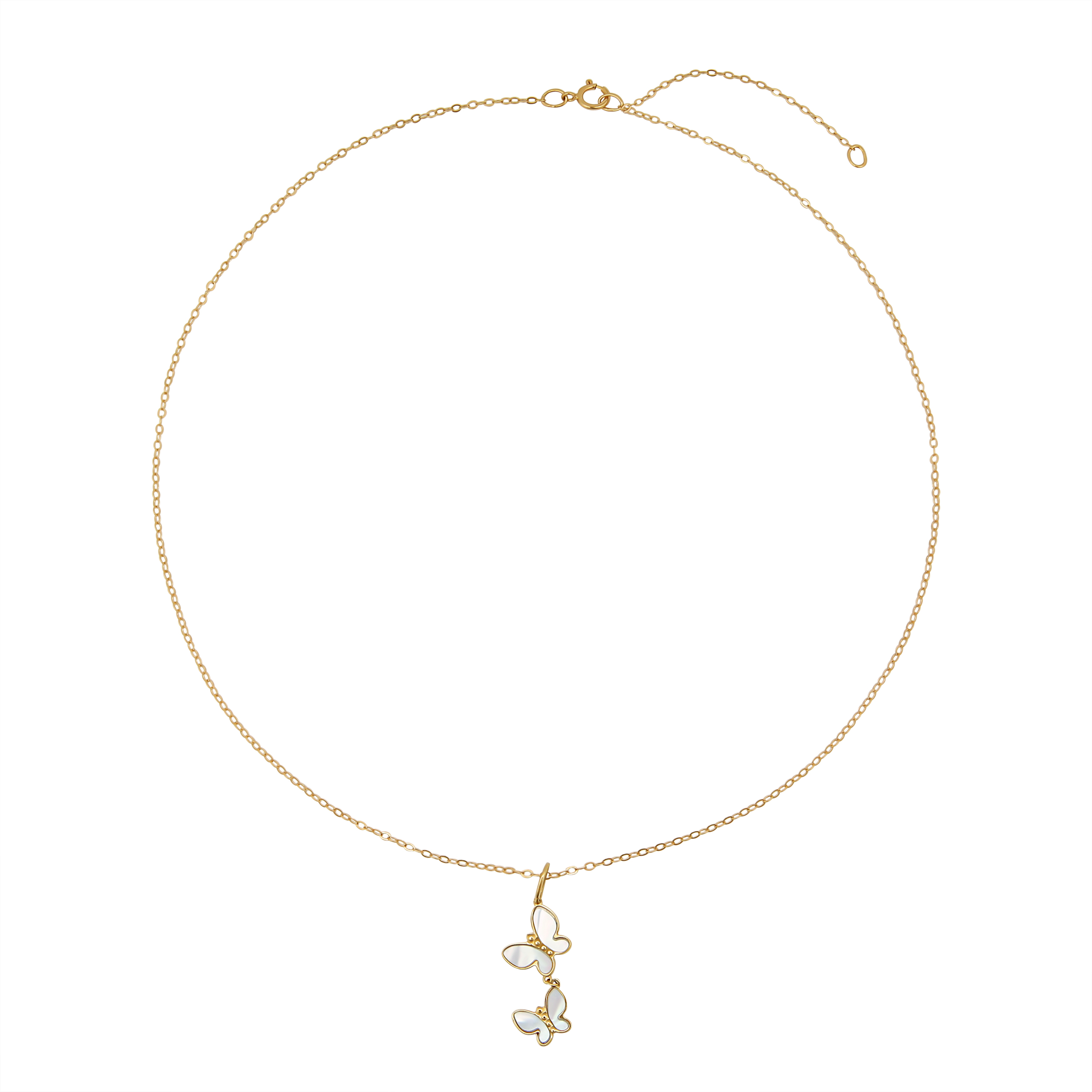 Brilliance Fine Jewelry 10KT Yellow Gold Mother of Pearl Butterfly Pendant with 18" Chain - Image 5