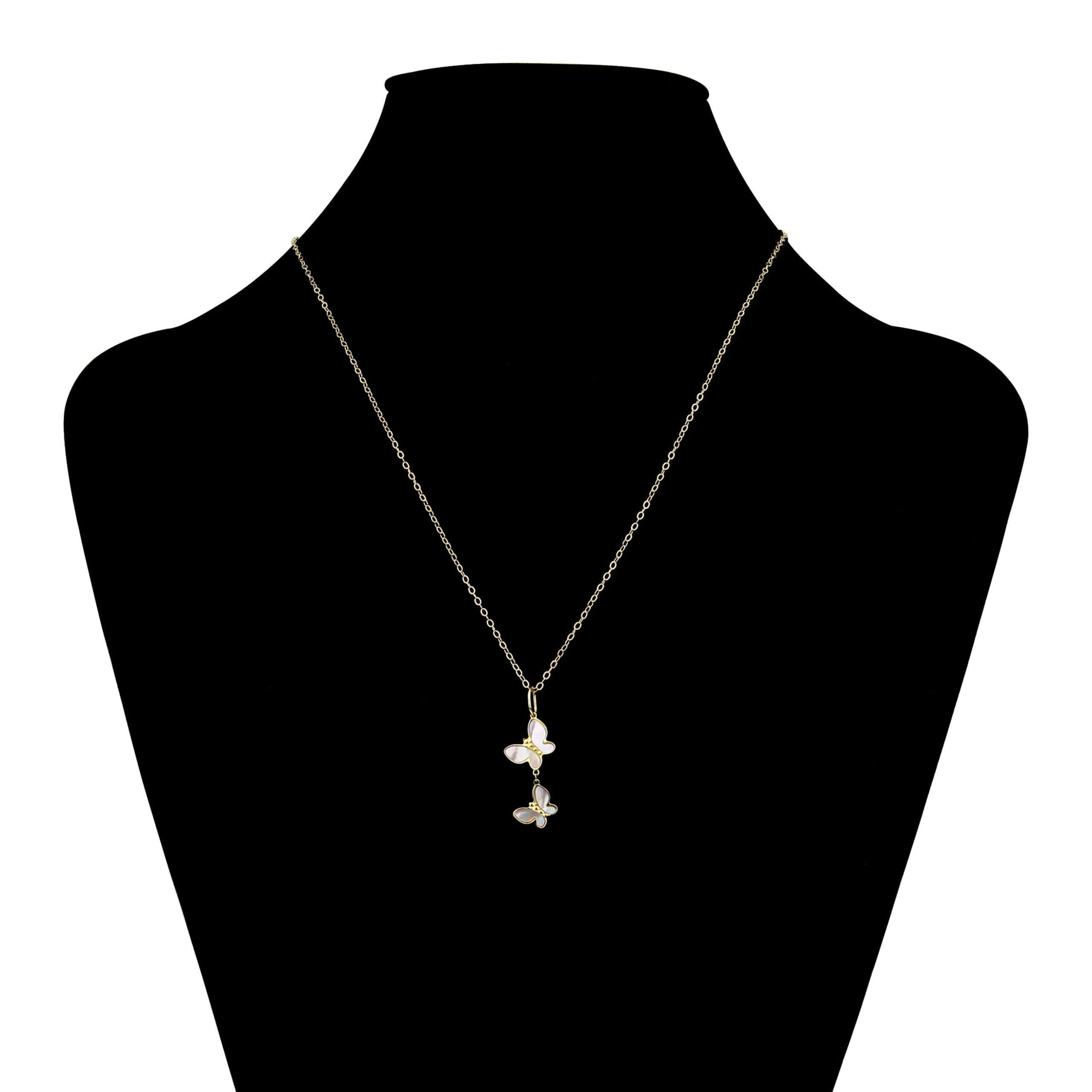 Brilliance Fine Jewelry 10KT Yellow Gold Mother of Pearl Butterfly Pendant with 18" Chain - Image 4