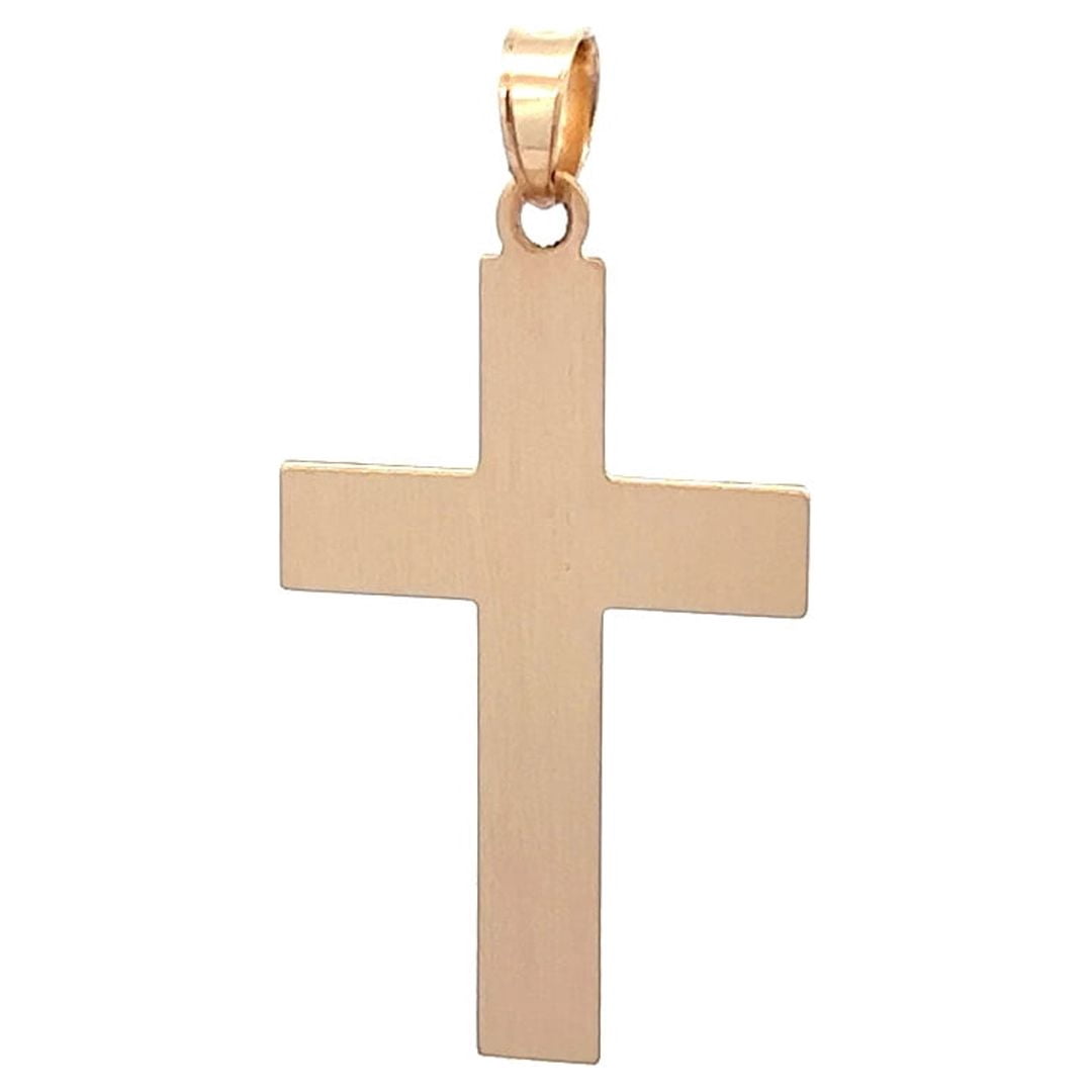 Brilliance Fine Jewelry 14 KT Yellow Gold Florentine Cross with Rippled Edges Design Religious Pendant - Image 3
