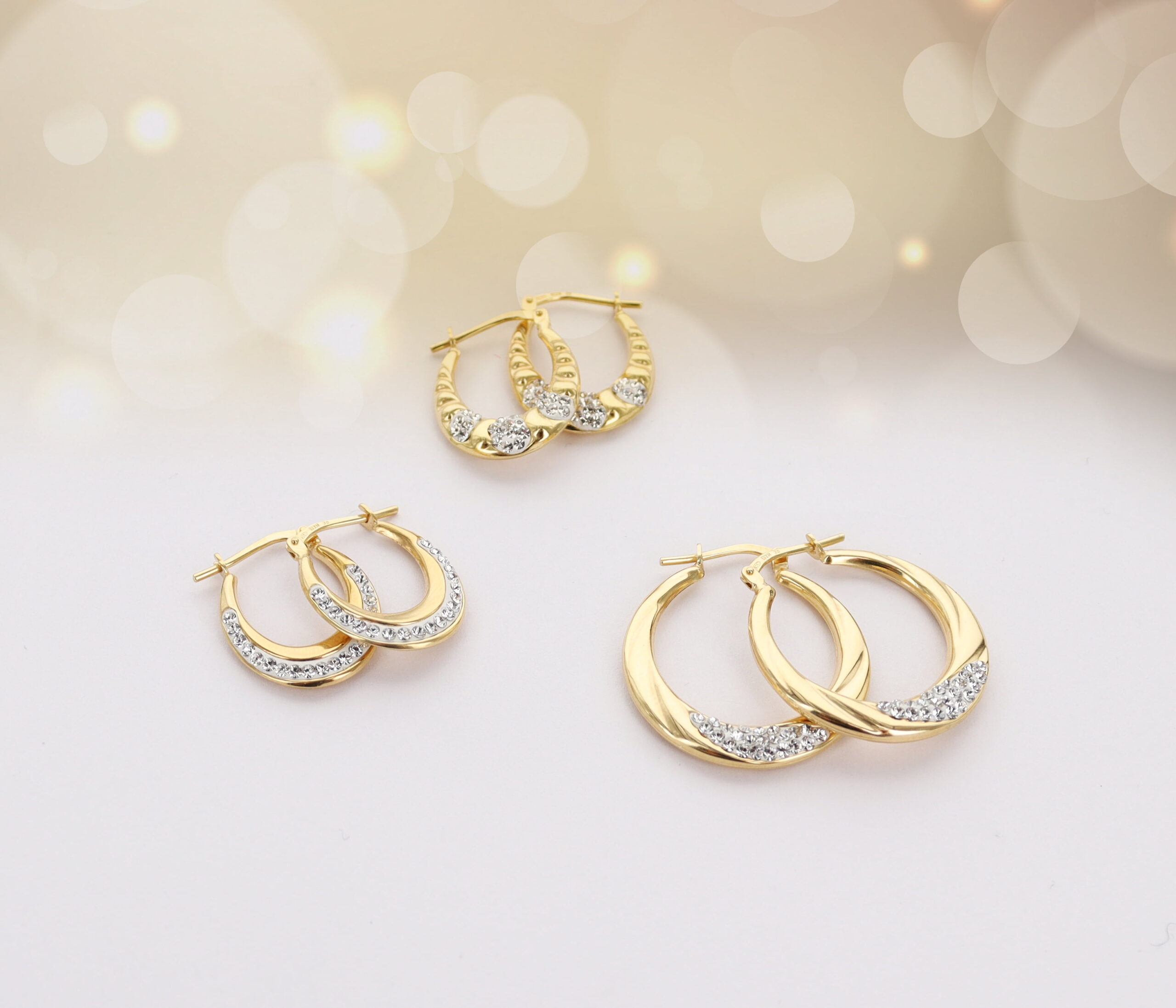 Brilliance Fine Jewelry 14K Gold Plated Sterling Silver Adult Hoop Earrings Set, Adults 3 Pairs - Image 3