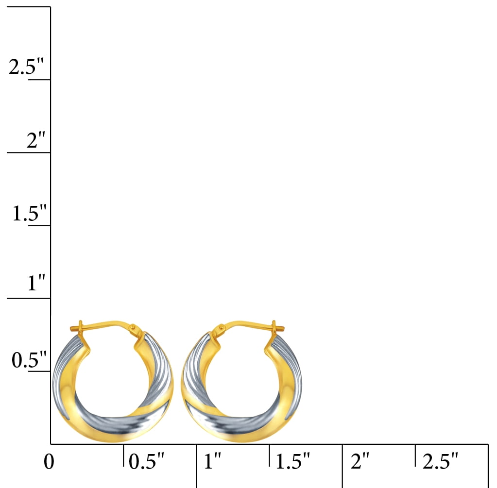 Brilliance Fine Jewelry 14K Gold Plated Sterling Silver Textured and Swirl Hoops Adults Earrings Set - Image 5