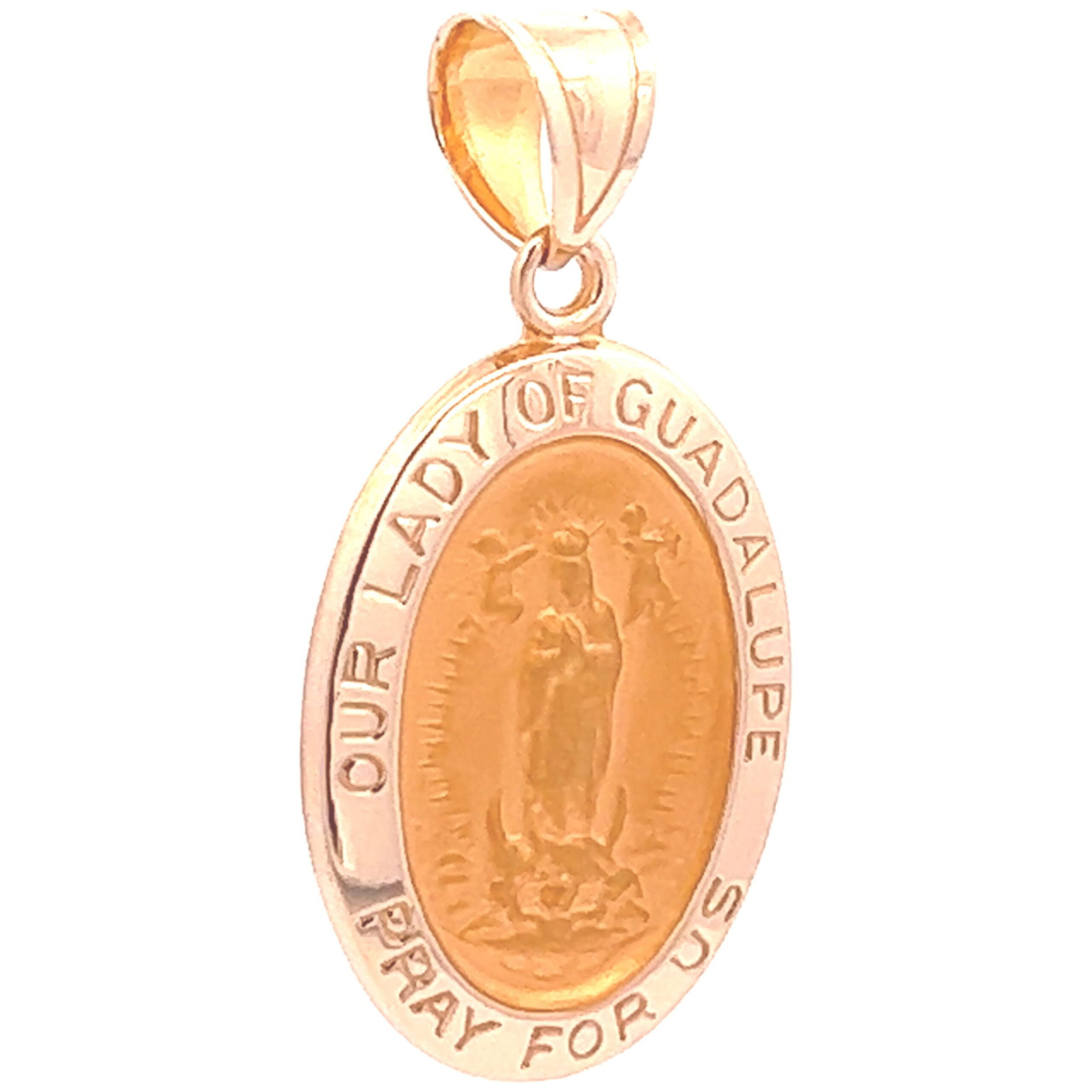 Brilliance Fine Jewelry 14k KT Yellow Gold Oval Our Lady Of Guadalupe Religious Medal Pendant - Image 2