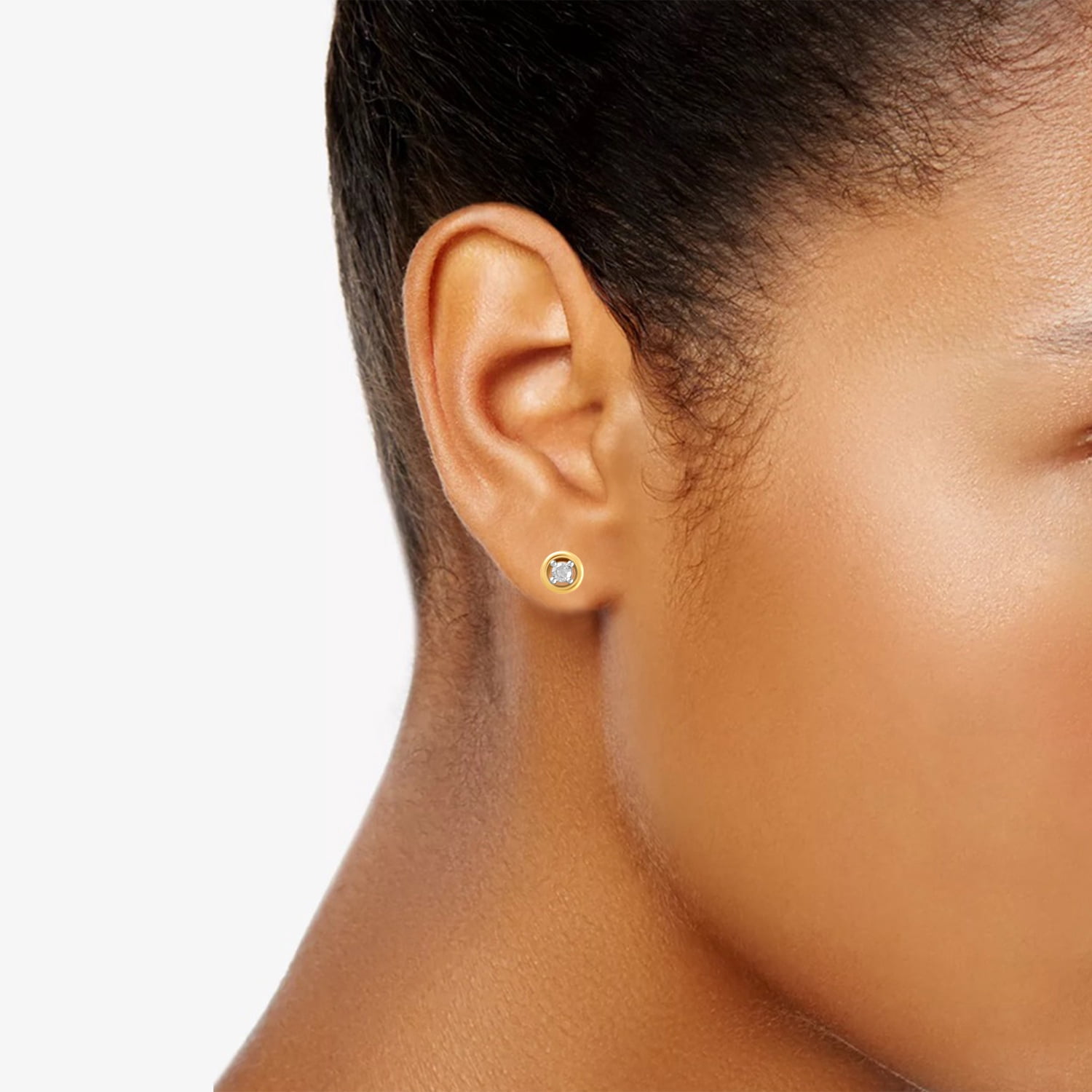 Brilliance Fine Jewelry 3-Pair Stud Earring Set, Lab-Grown Diamonds, Yellow Gold-Plated Silver - Image 3