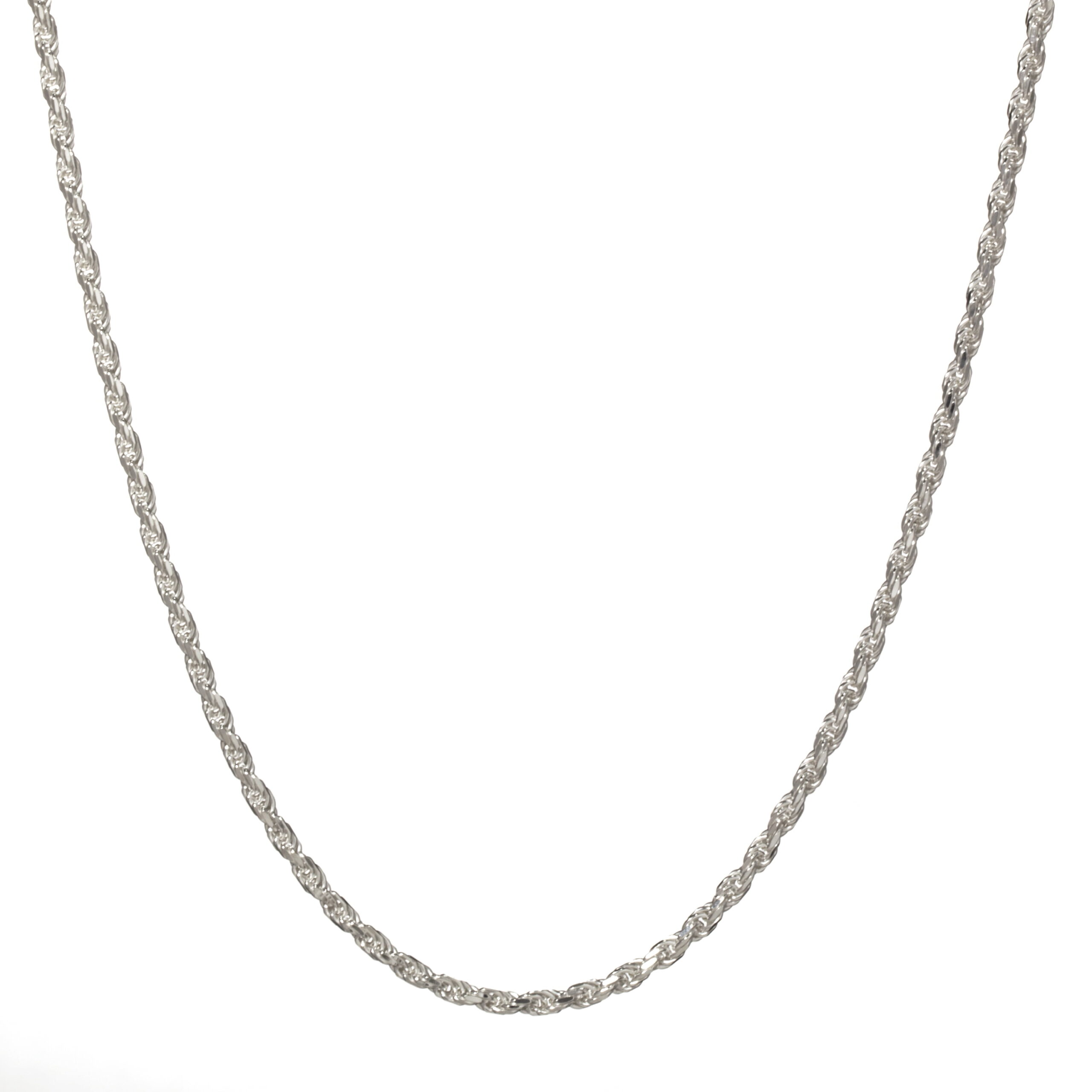 Brilliance Fine Jewelry 925 Sterling Silver Diamond Cut Rope Chain Necklace, 24" - Image 2