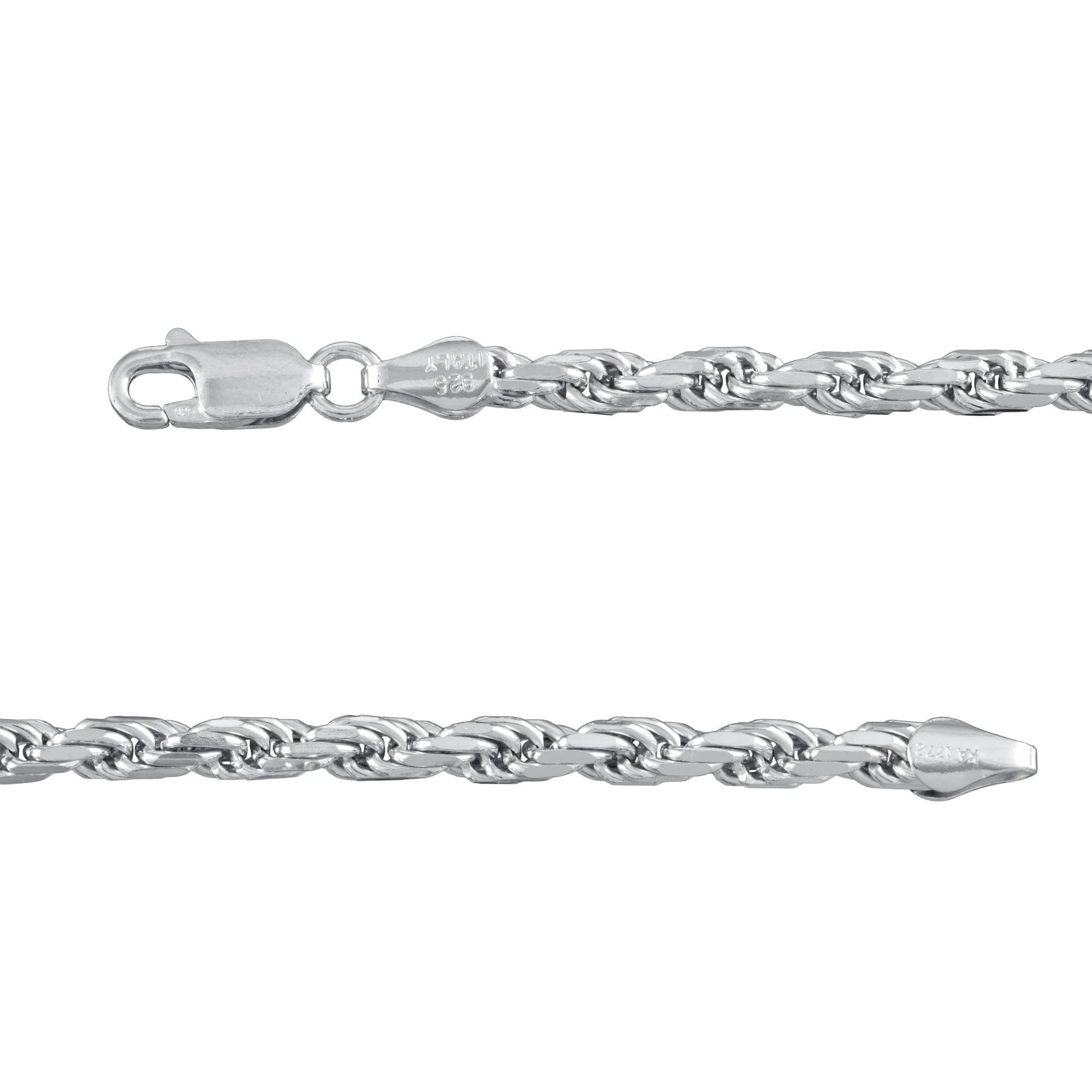 Brilliance Fine Jewelry 925 Sterling Silver Diamond Cut Rope Chain Necklace, 24" - Image 4