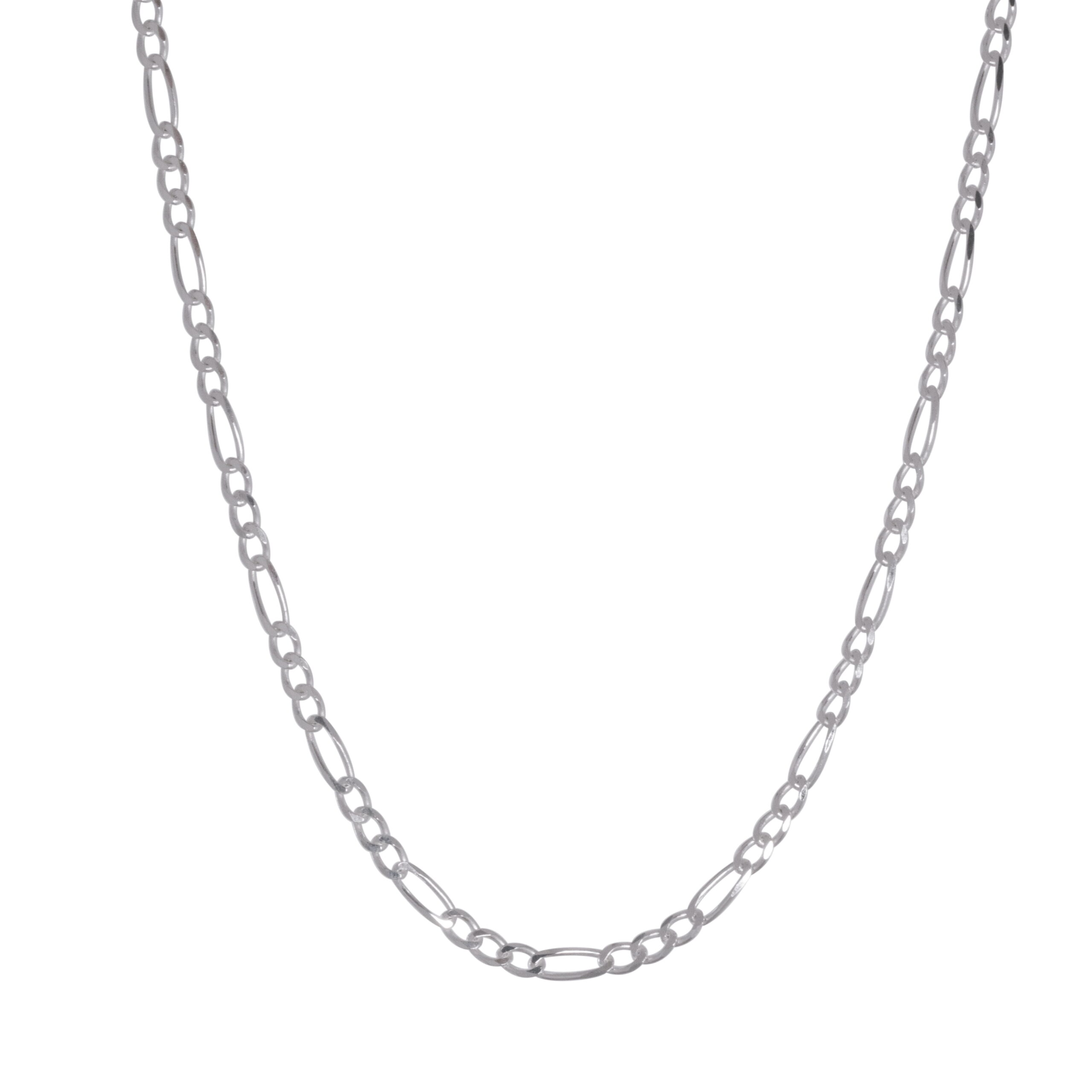 Brilliance Fine Jewelry 925 Sterling Silver Figaro Chain 20 Inch Necklace – White