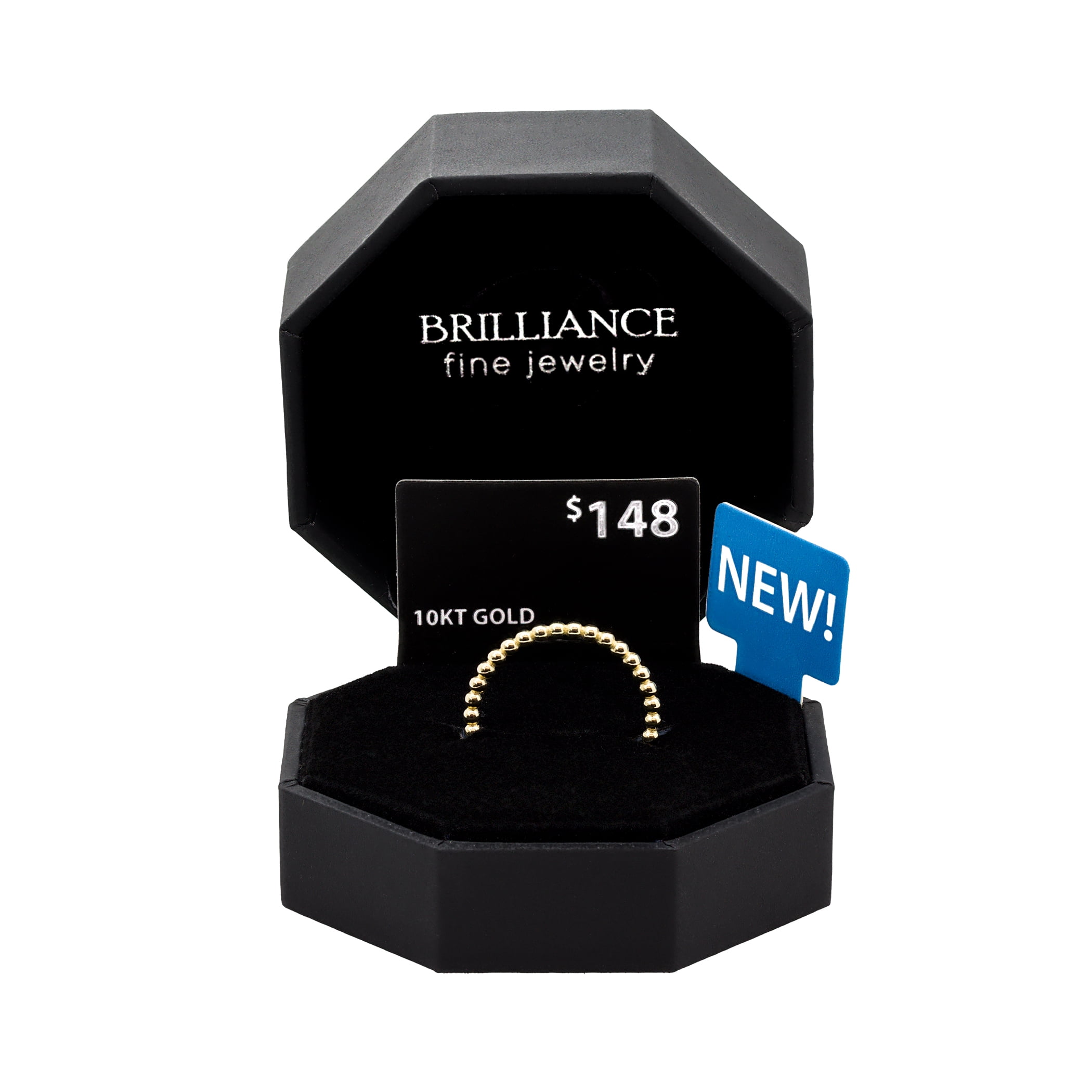 Brilliance Fine Jewelry Adult Ladies Stackable 10KT Yellow Gold Beaded Band Ring - Image 3