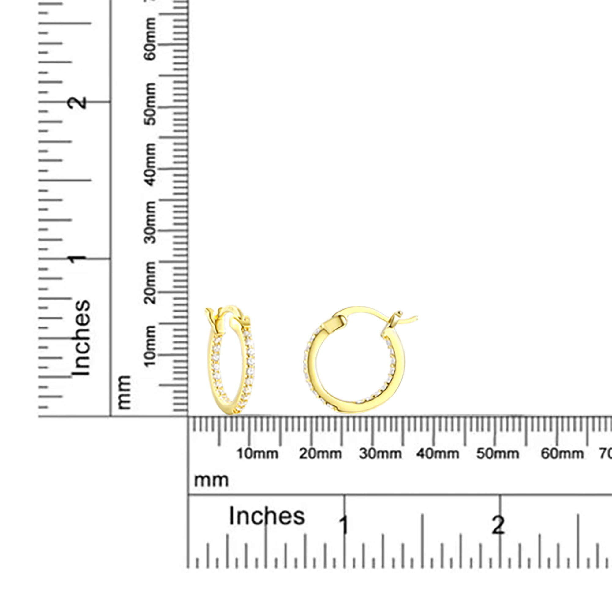 Brilliance Fine Jewelry Adult Simulated Diamond Duo Hoop Earring Set in Sterling Silver and 14KT Gold Plated - Image 2