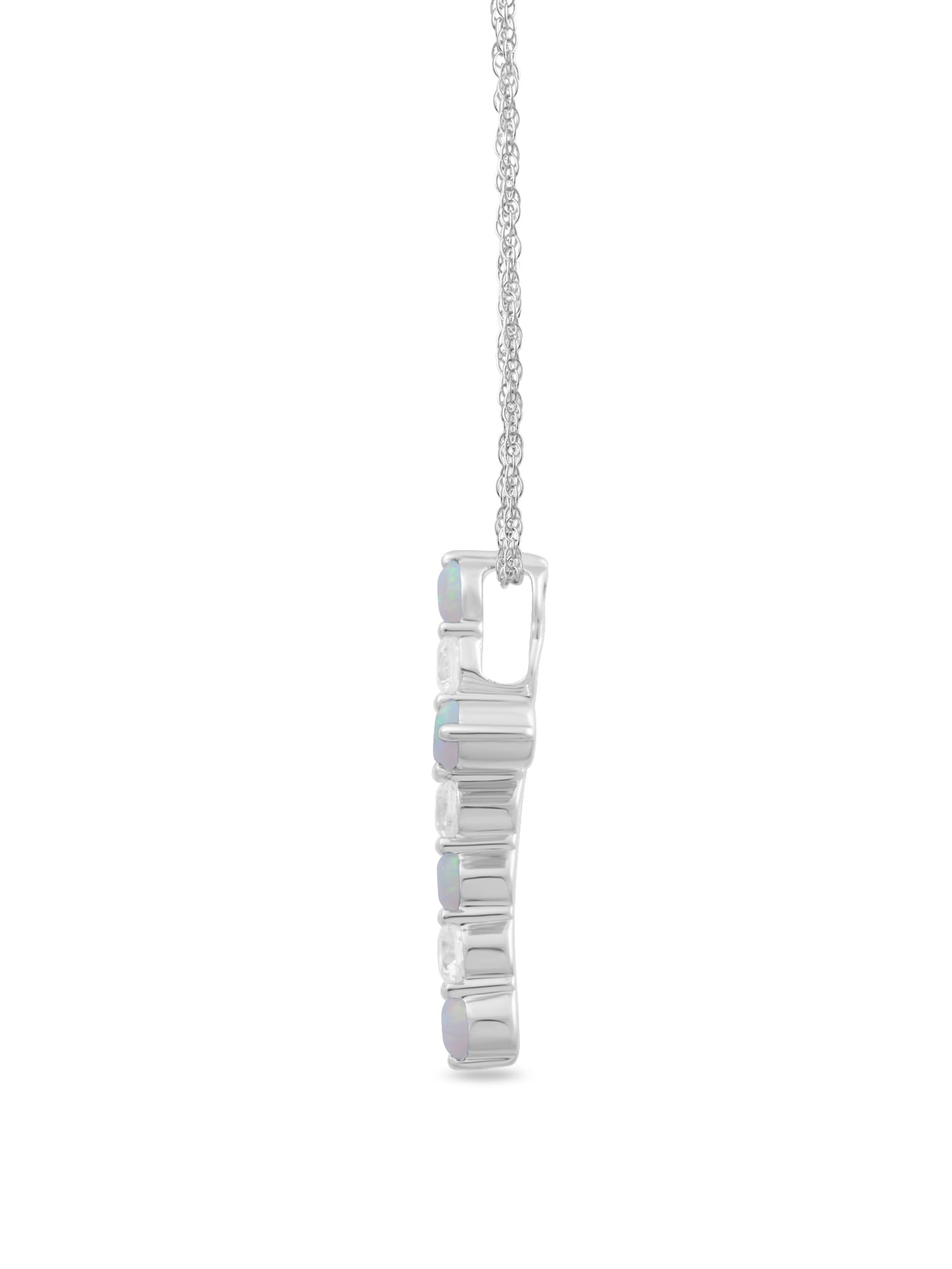 Brilliance Fine Jewelry Created Opal and Cubic Zirconia Cross Pendant in Sterling Silver - Image 3