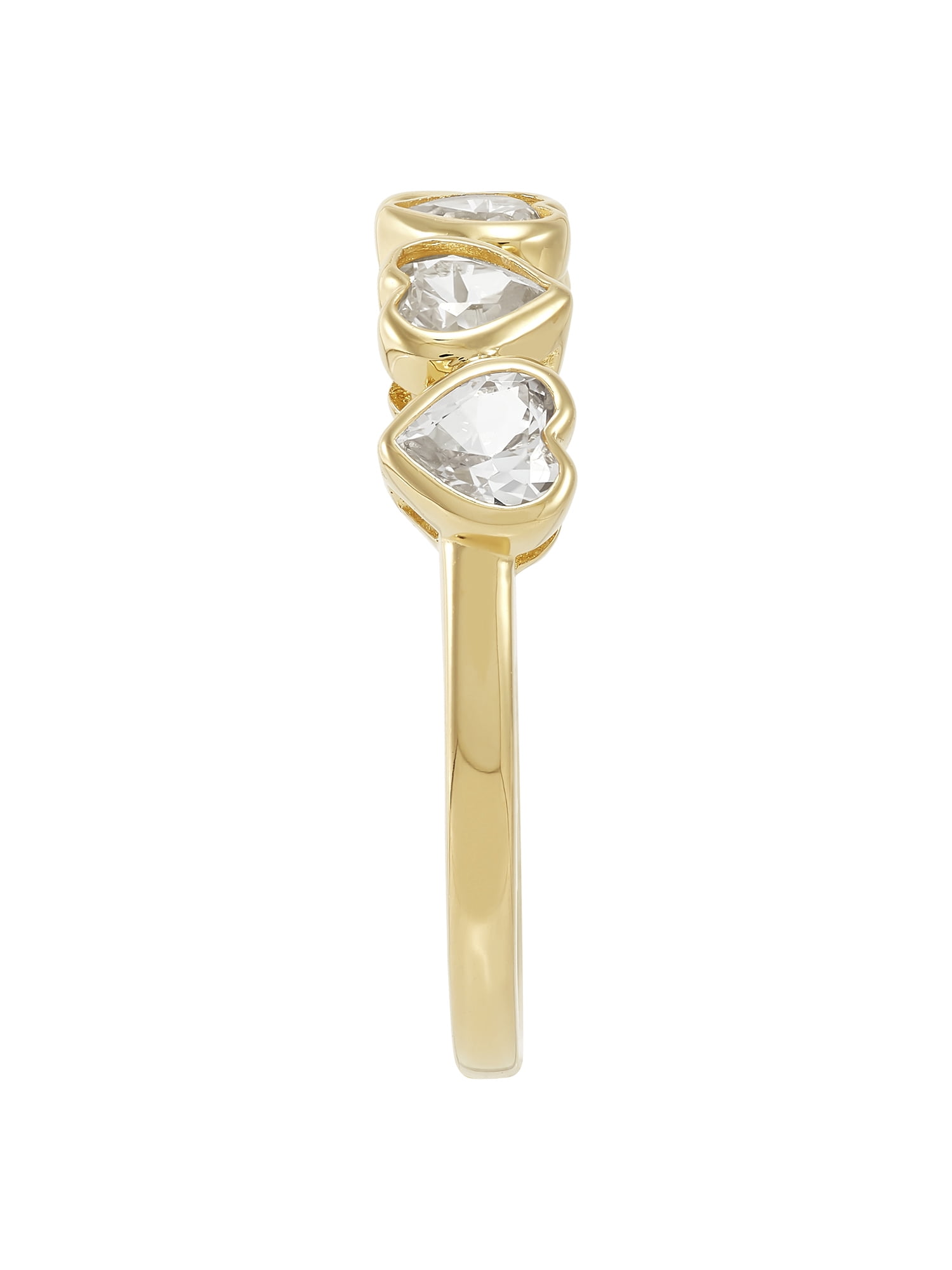 Brilliance Fine Jewelry Created White Sapphire Heart Band Ring in Sterling Silver with 14K Gold Plate - Image 2
