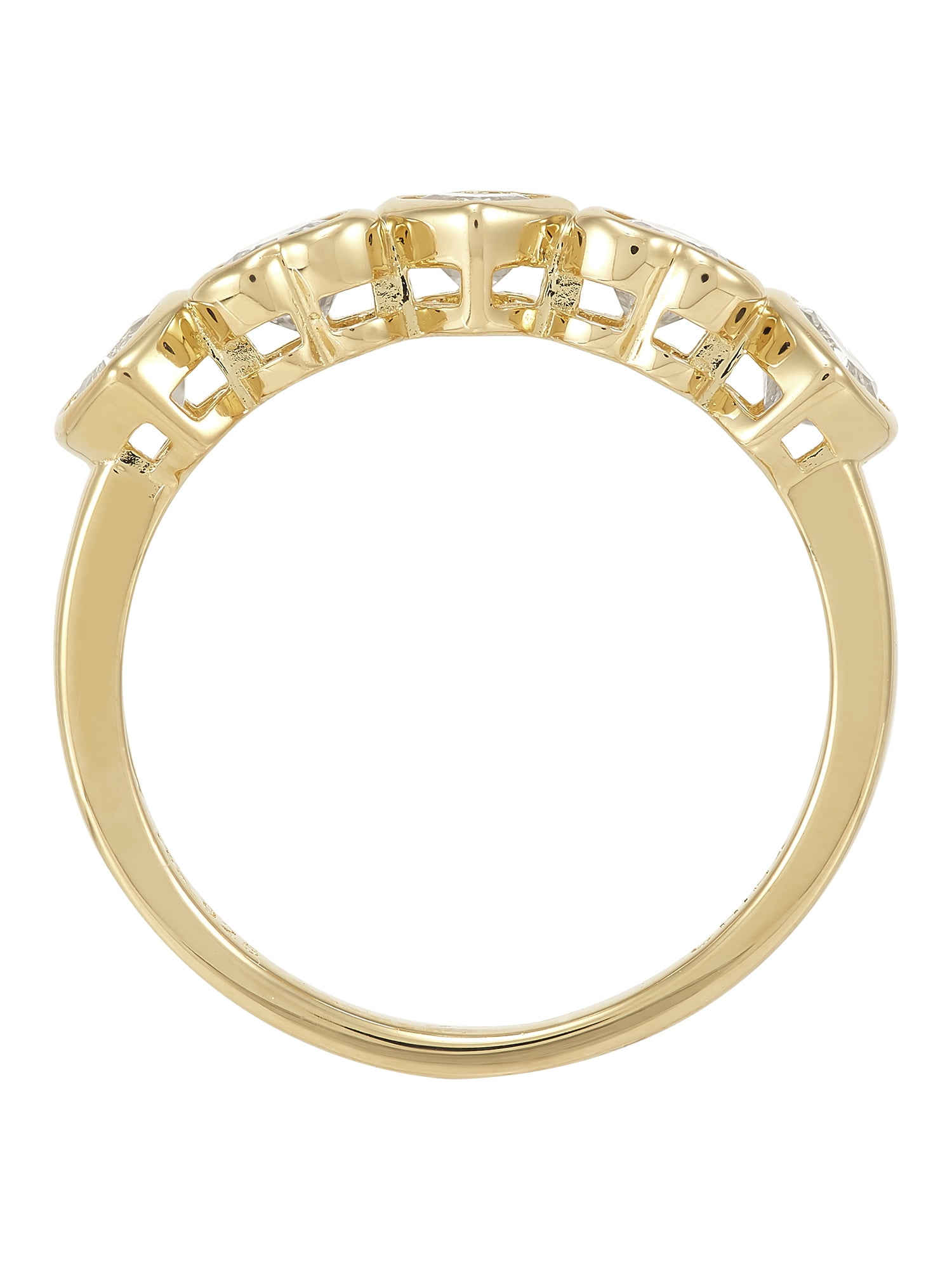 Brilliance Fine Jewelry Created White Sapphire Heart Band Ring in Sterling Silver with 14K Gold Plate - Image 3
