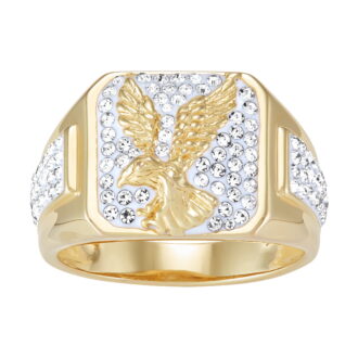 Brilliance Fine Jewelry Crystals Eagle Ring in Sterling Silver and 18K Gold Plate