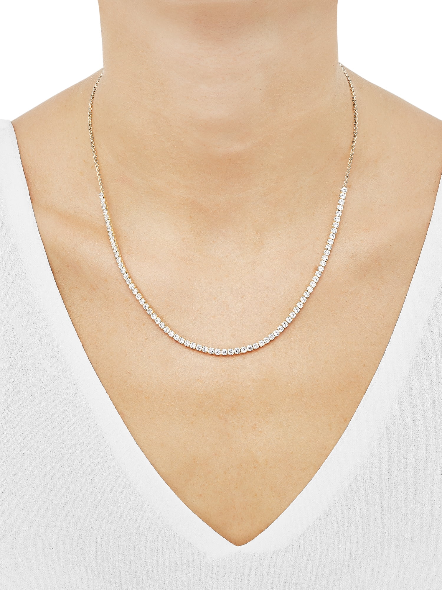 Brilliance Fine Jewelry Cubic Zirconia Adjustable Necklace in Sterling Silver 14KT Gold Plate - Image 3
