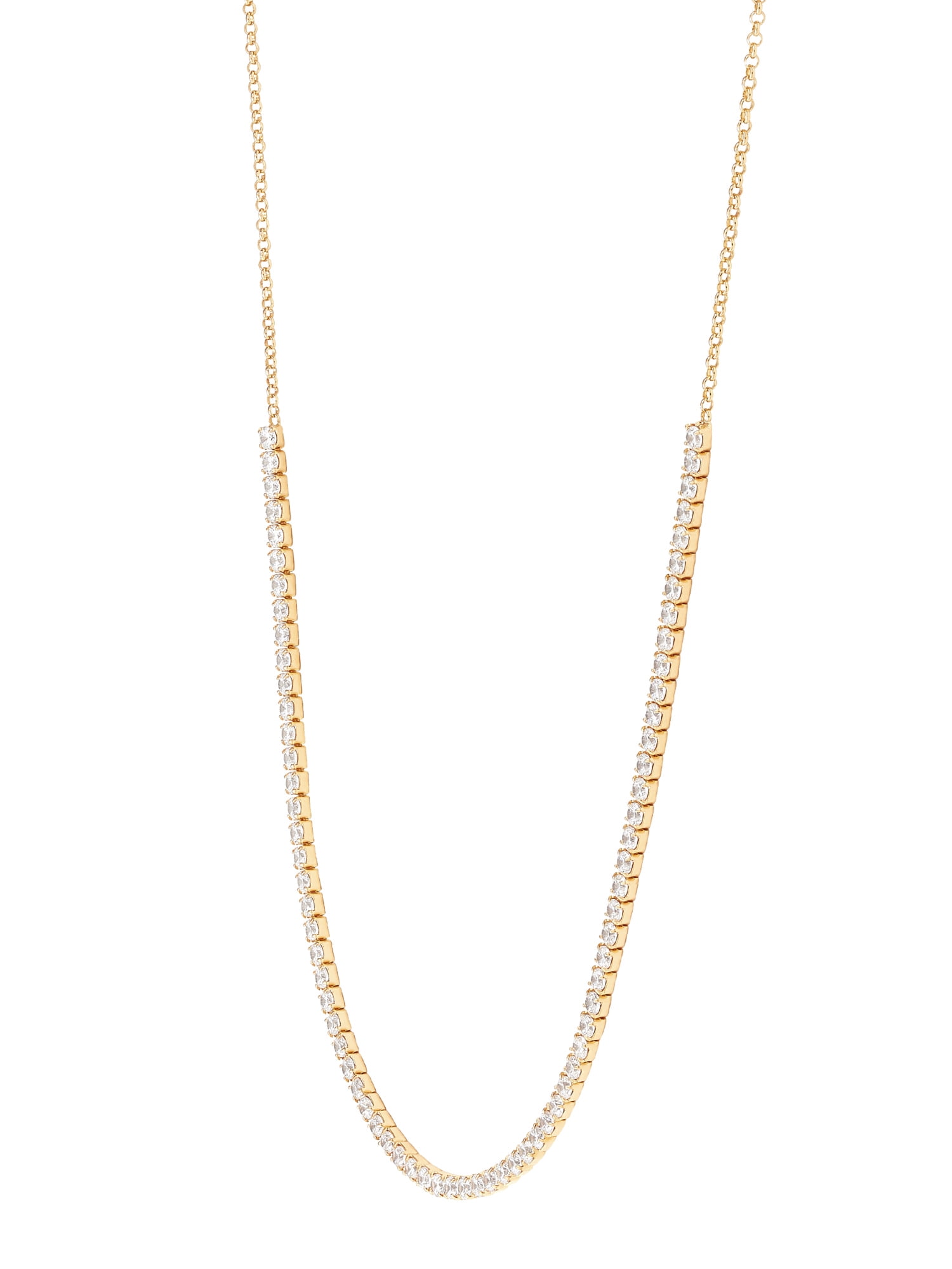 Brilliance Fine Jewelry Cubic Zirconia Adjustable Necklace in Sterling Silver 14KT Gold Plate - Image 2