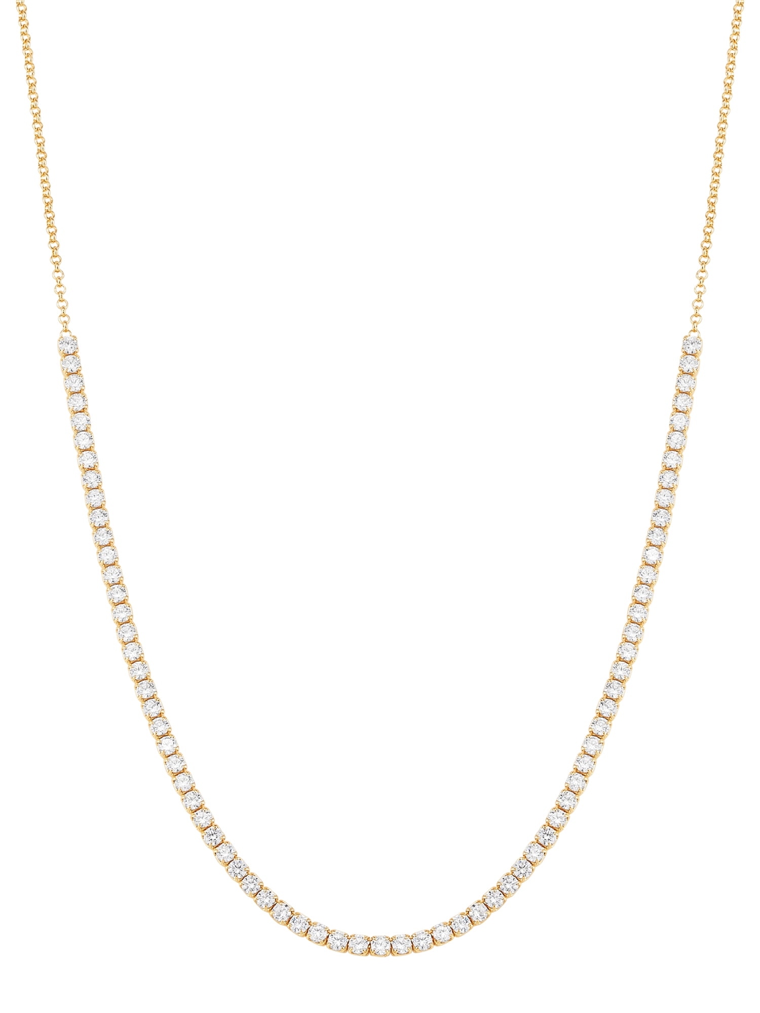 Brilliance Fine Jewelry Cubic Zirconia Adjustable Necklace in Sterling Silver 14KT Gold Plate