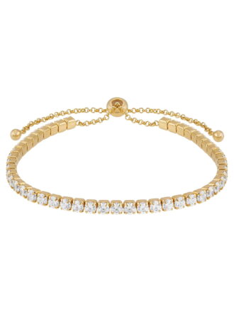 Brilliance Fine Jewelry Cubic Zirconia Bracelet Sterling Silver 14K Yellow Gold-plated,10"