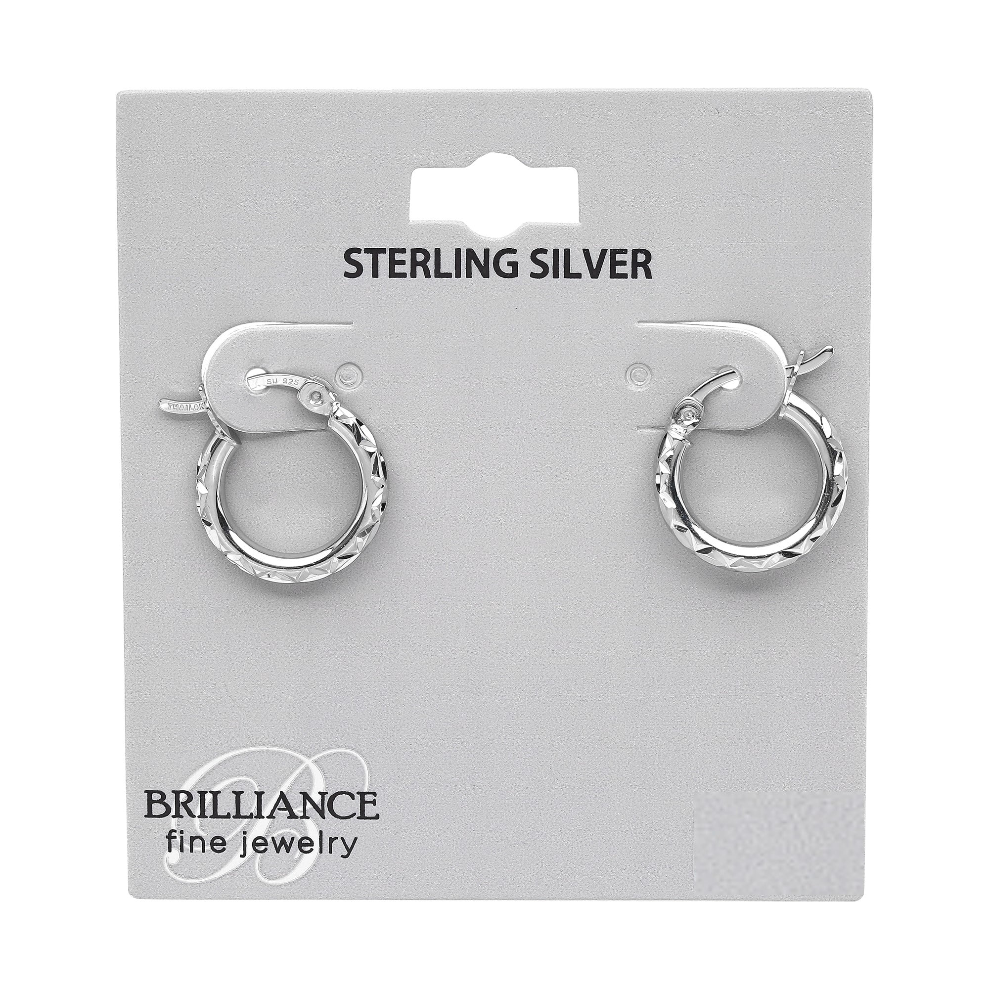 Brilliance Fine Jewelry Diamond Cut Hoop Earrings in Sterling Silver 14.5MM - Image 3