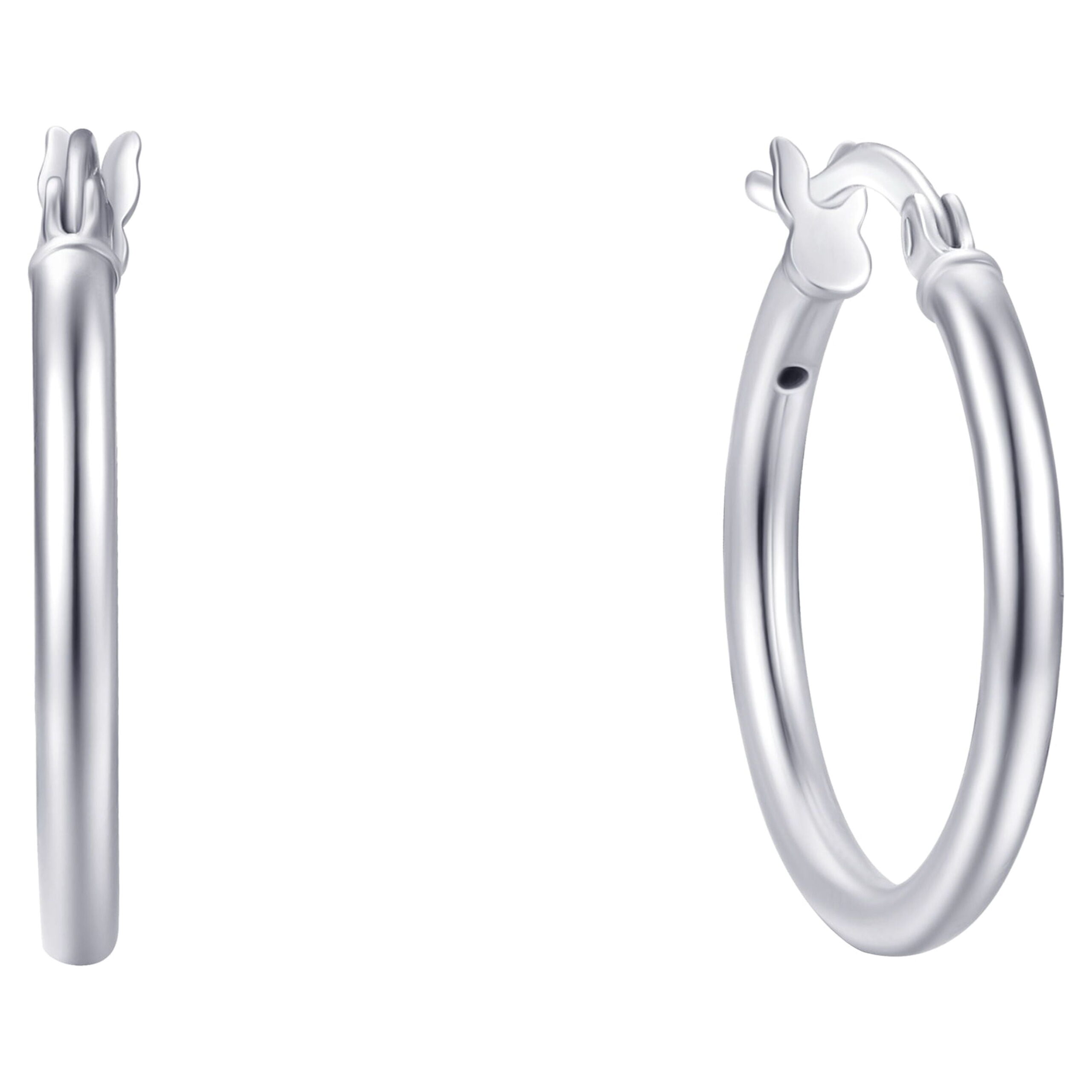 Brilliance Fine Jewelry Duo Click Top Hoop Earrings in Sterling Silver - Image 4