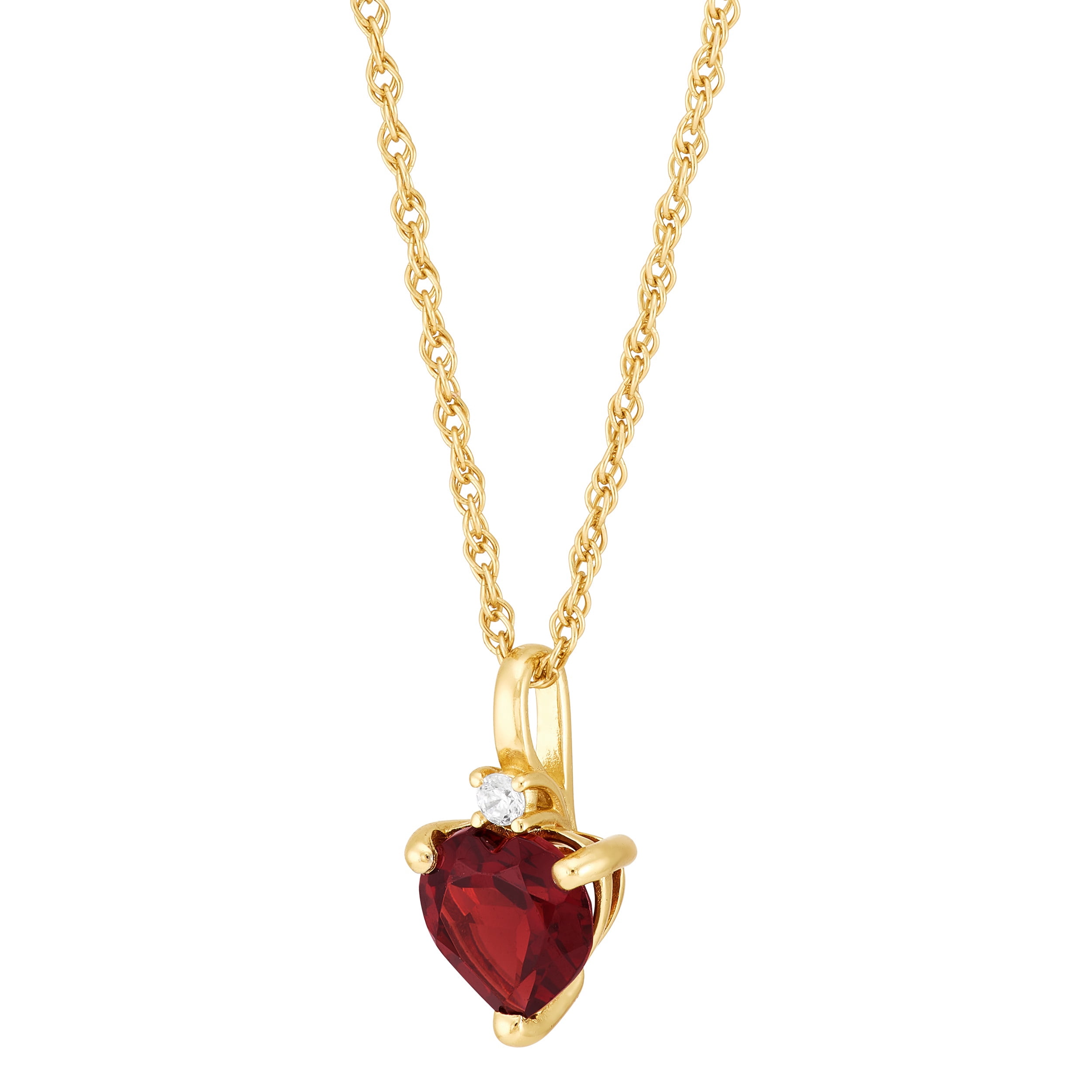 Brilliance Fine Jewelry Garnet Heart Pendant in 14KT Gold Plated Sterling Silver - Image 3
