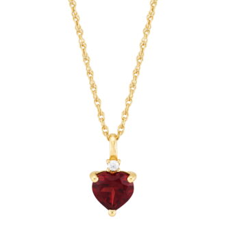 Brilliance Fine Jewelry Garnet Heart Pendant in 14KT Gold Plated Sterling Silver