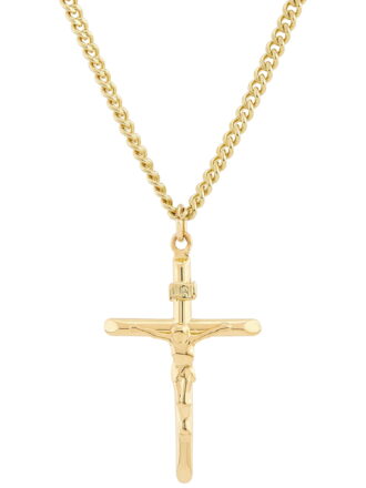 Brilliance Fine Jewelry Gold Filled Crucifix Cross on Stainless Steel Necklace,24"