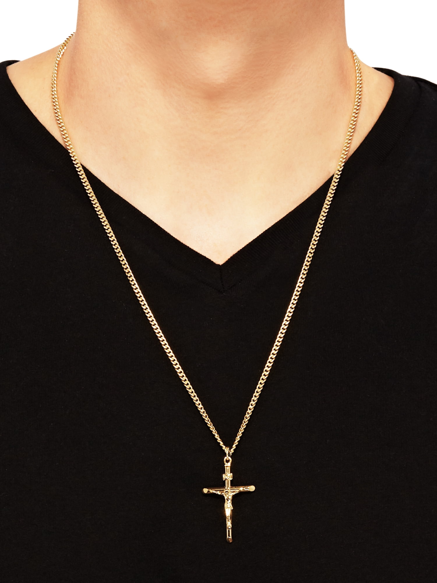 Brilliance Fine Jewelry Gold Filled Crucifix Cross on Stainless Steel Necklace,24" - Image 5