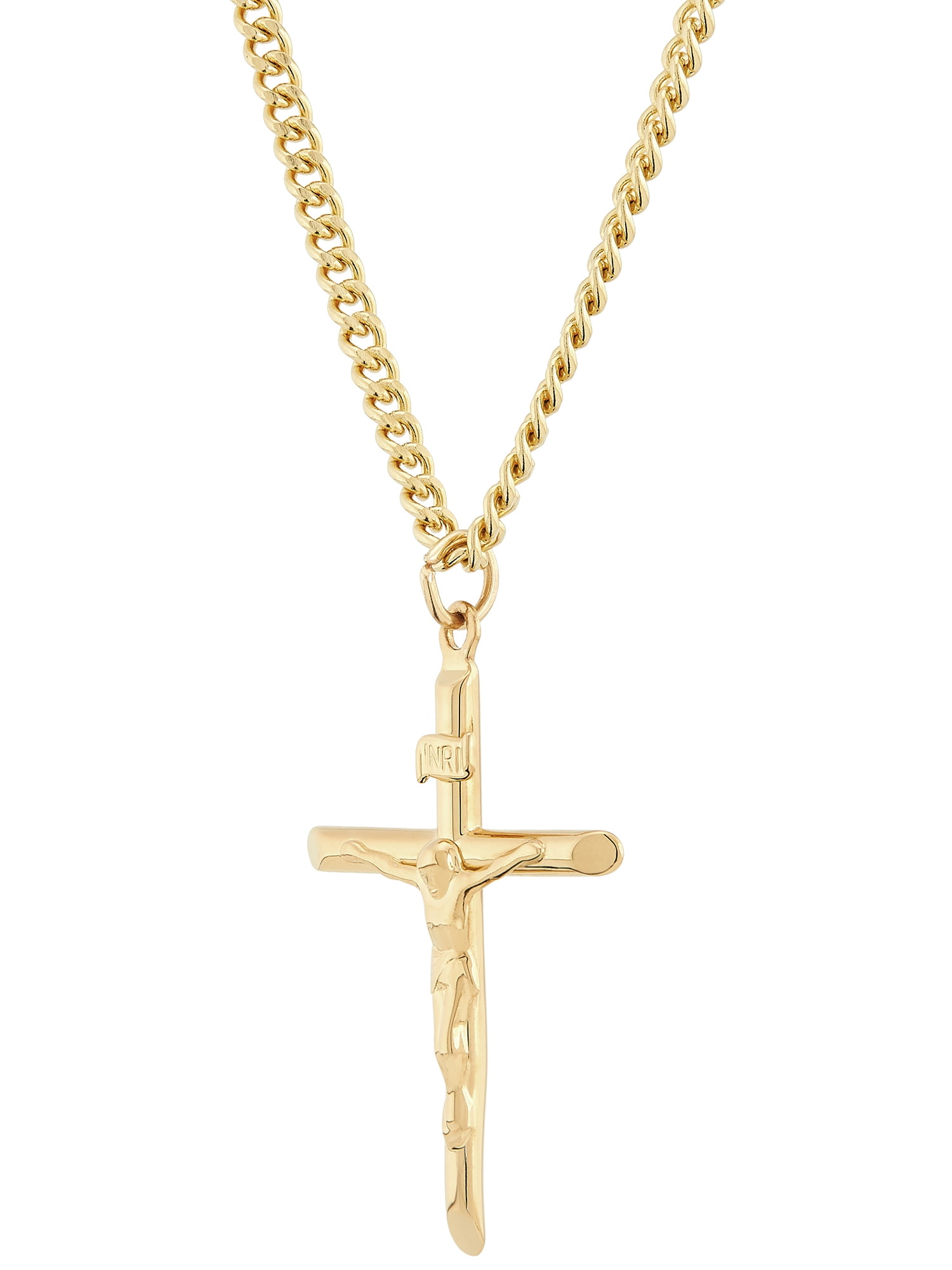 Brilliance Fine Jewelry Gold Filled Crucifix Cross on Stainless Steel Necklace,24" - Image 2