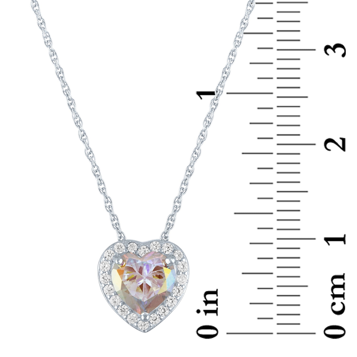 Brilliance Fine Jewelry Heart Cubic Zirconia Pendant Necklace, Sterling Silver, 18 in - Image 2